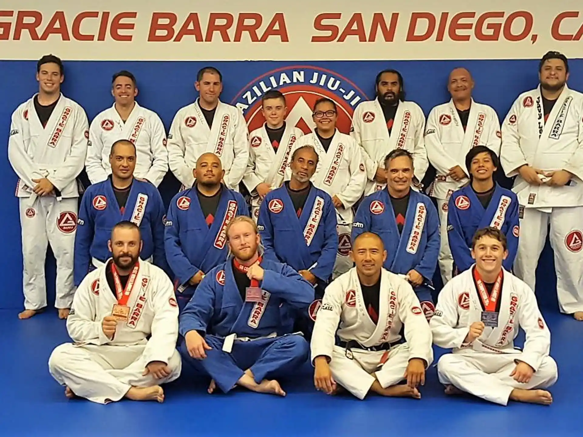 a group of people posing for a photo