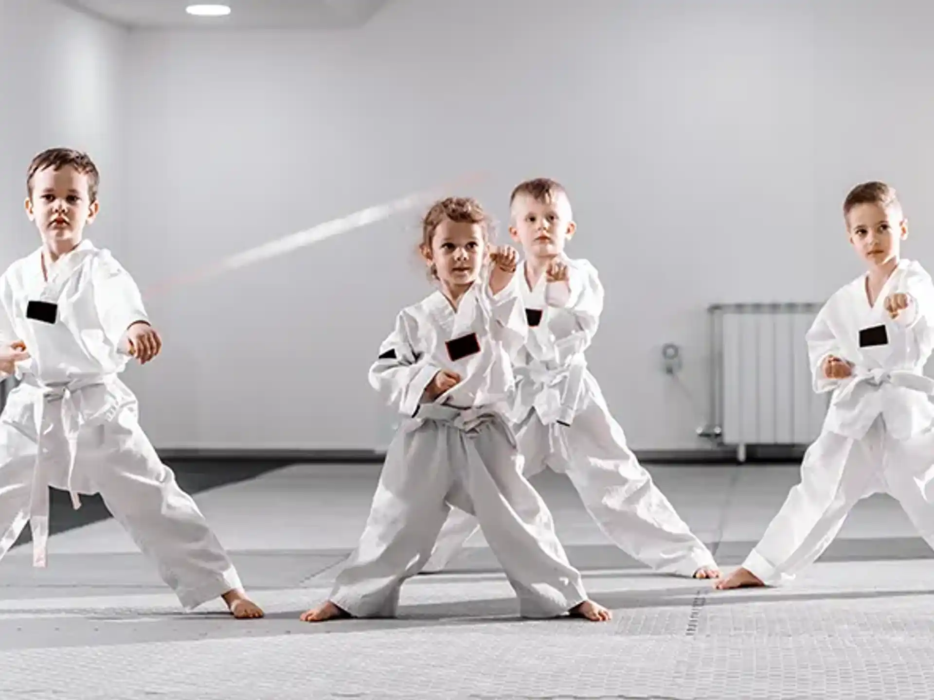 a group of people in karate uniforms