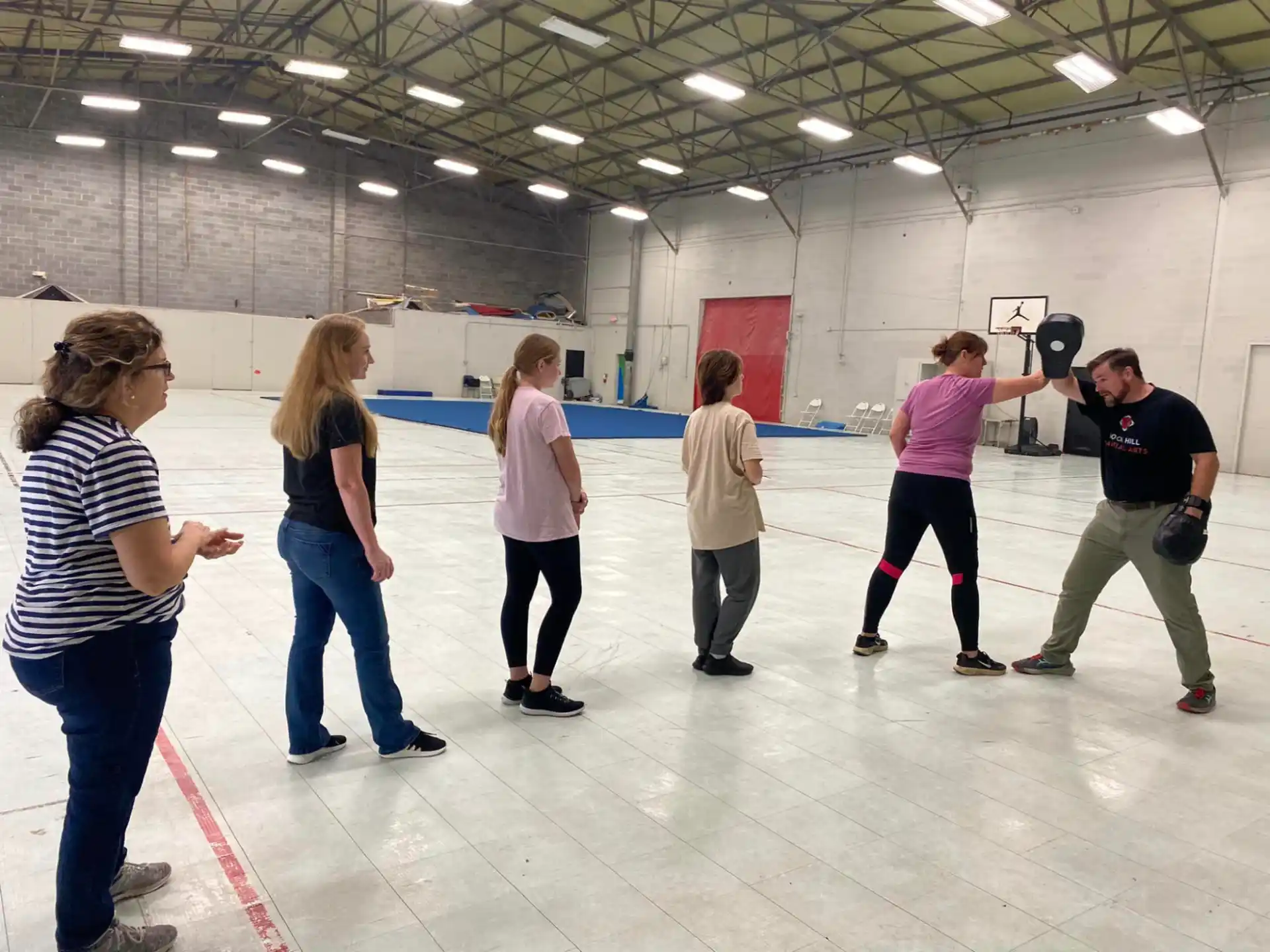 a group of people exercising