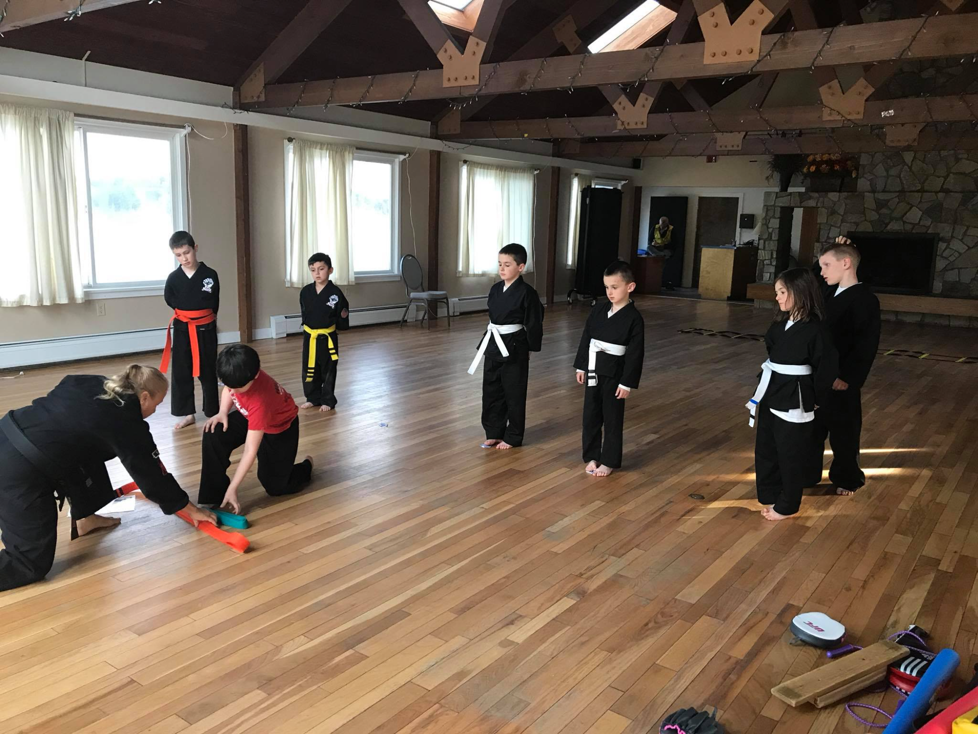 a group of people in a room