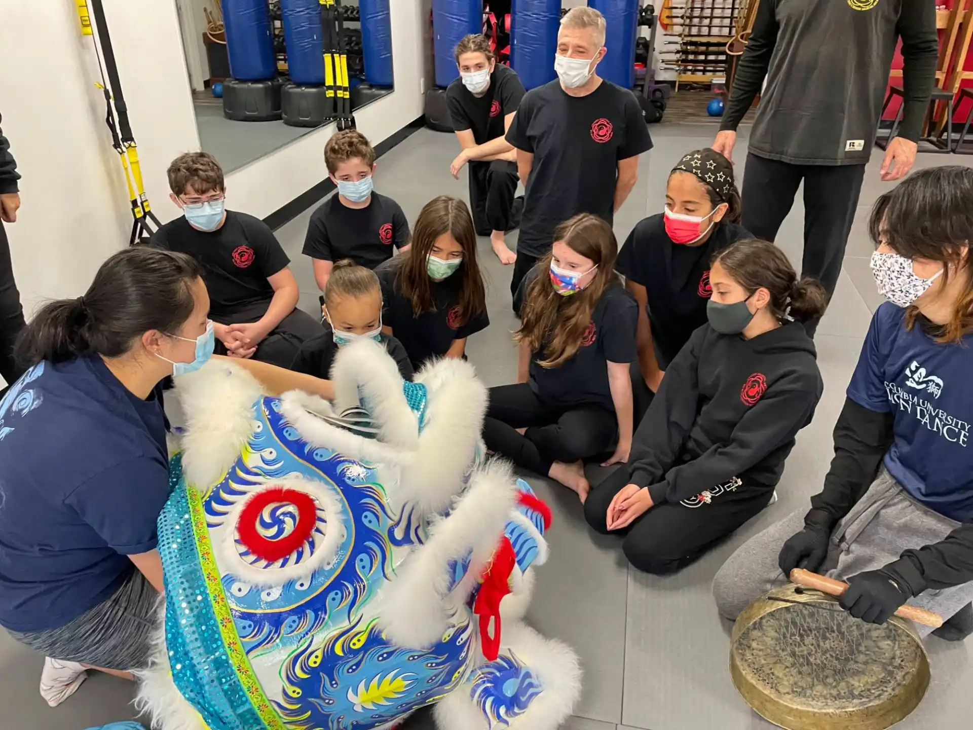 a group of people wearing masks