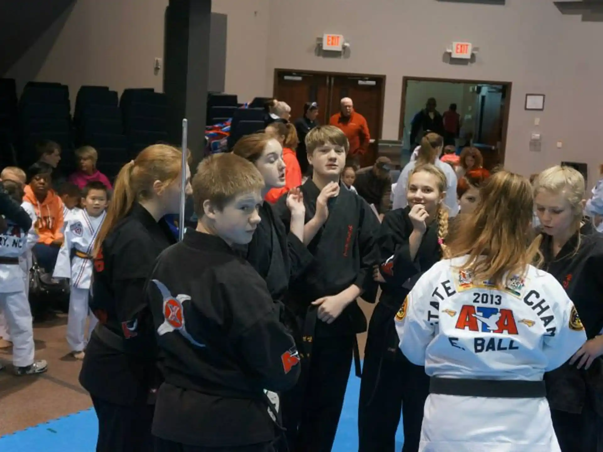 a group of people in a room