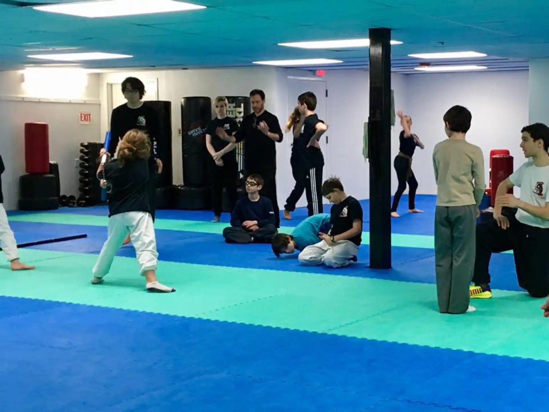 a group of people in a room