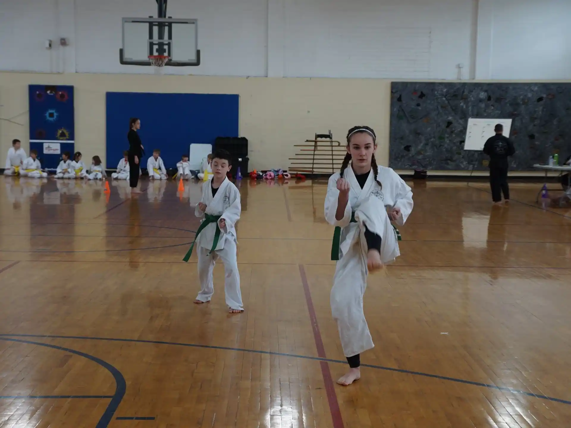 a group of people in karate uniforms