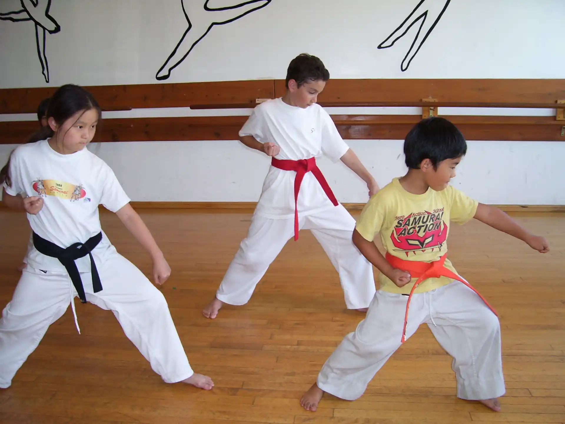 a group of people in karate uniforms