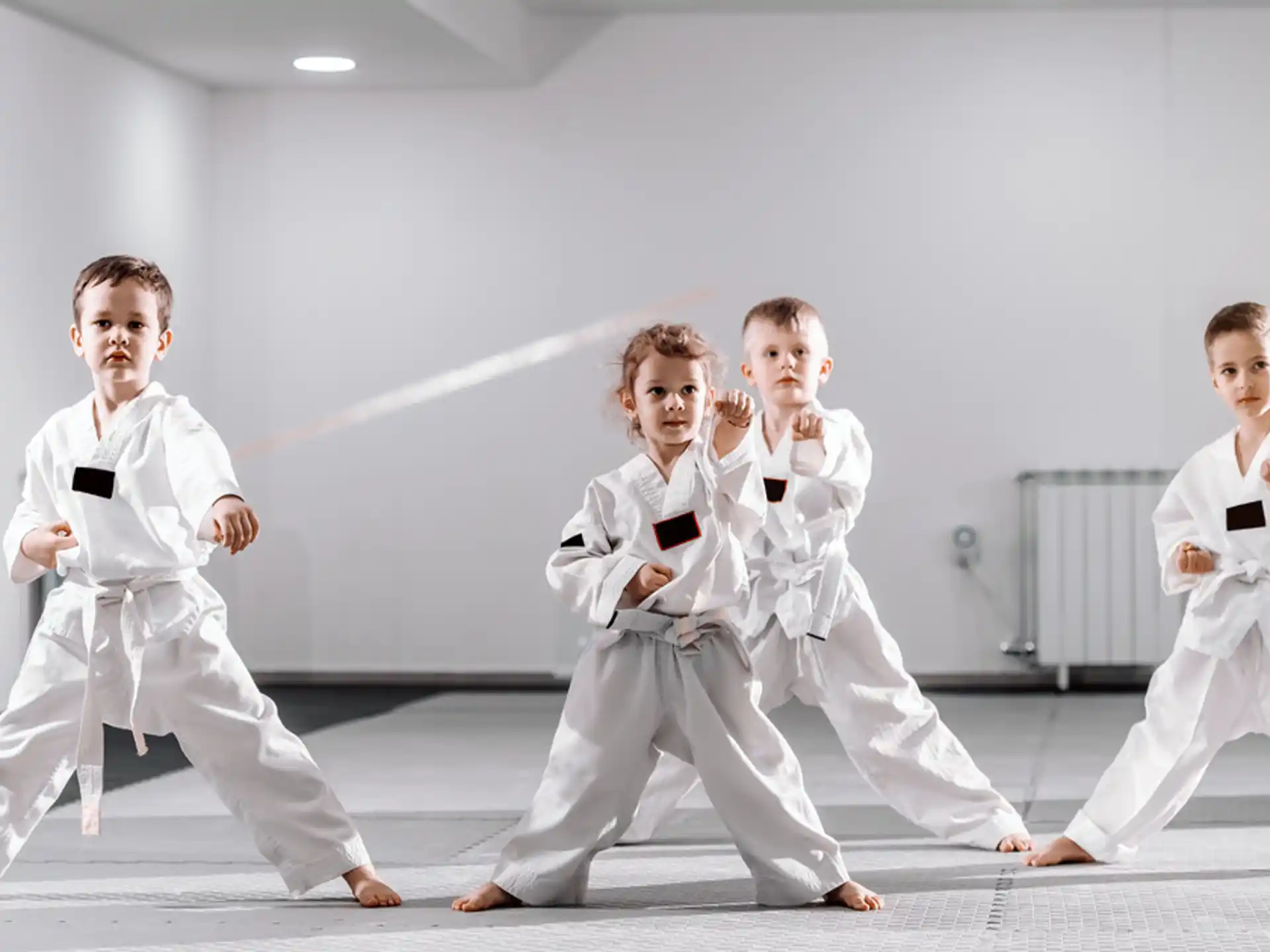 a group of people in karate uniforms