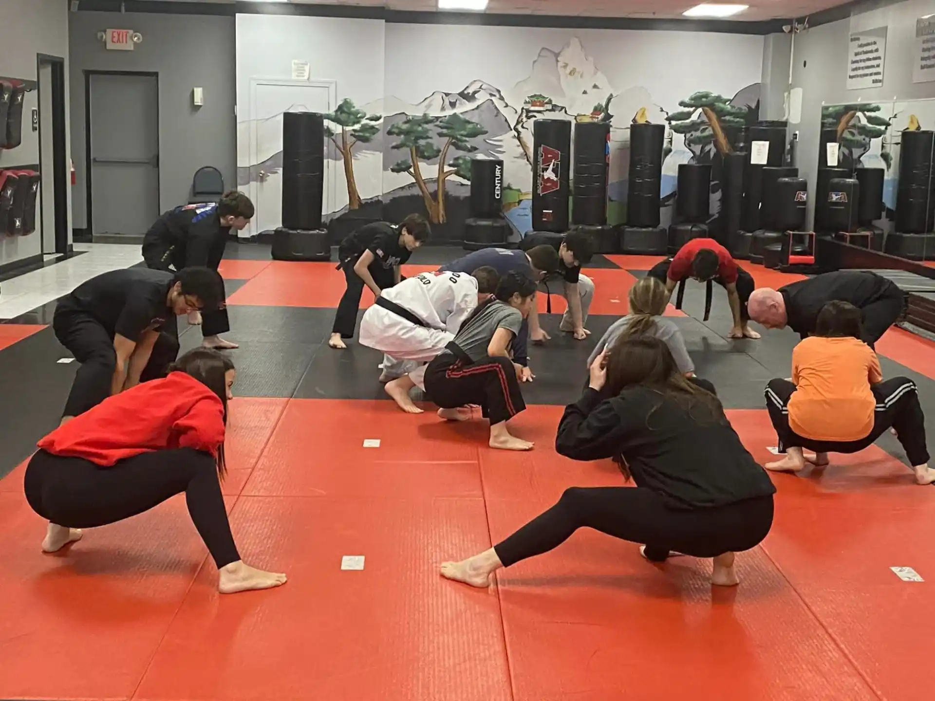 a group of people in a room