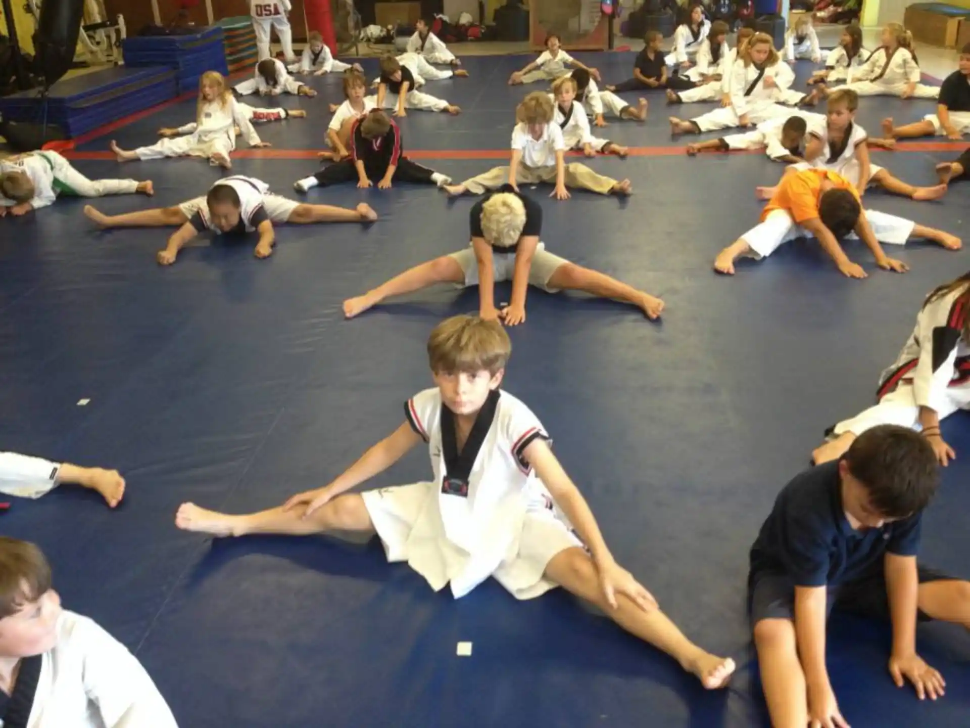 a group of people exercising