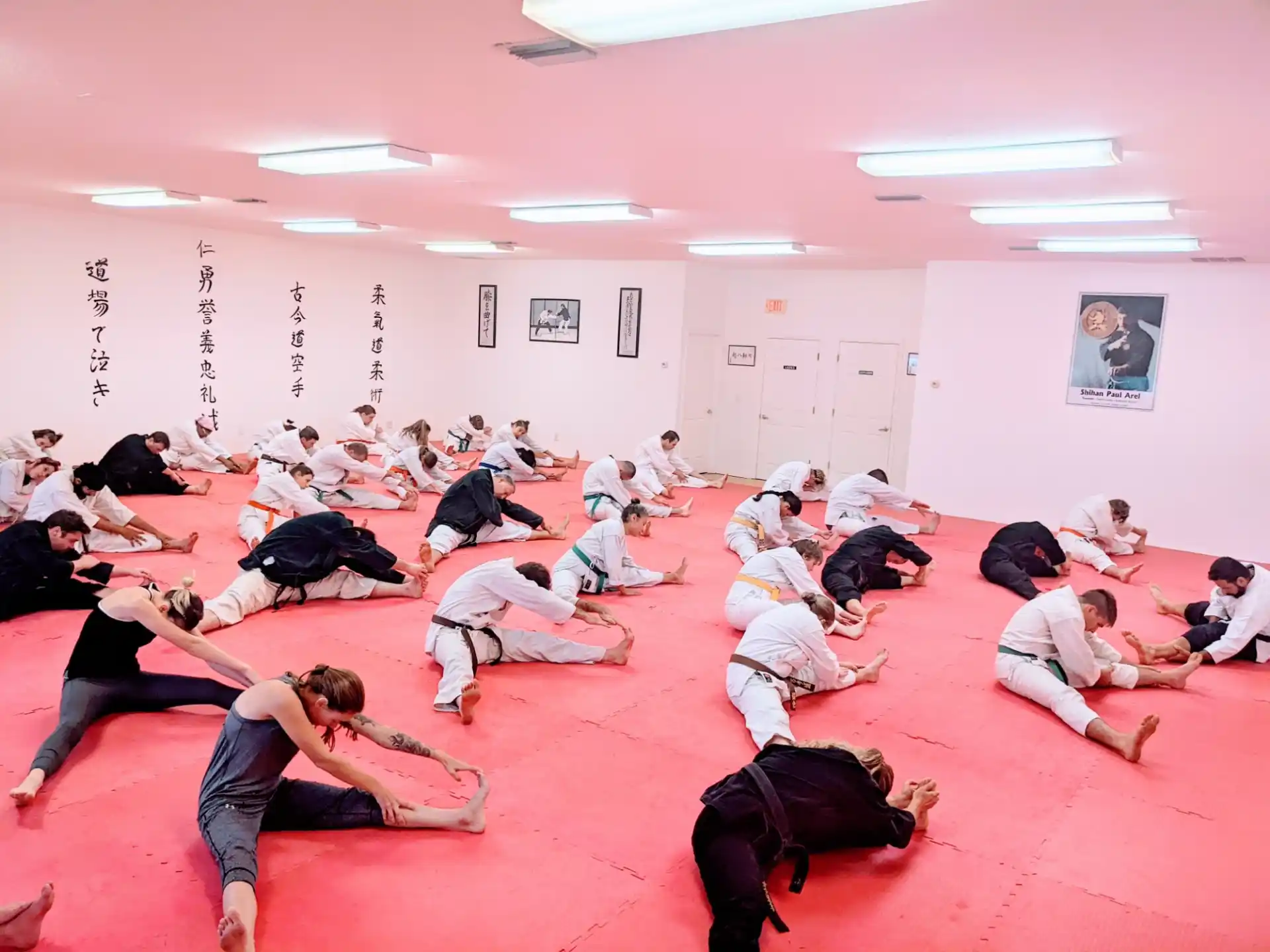 a group of people exercising