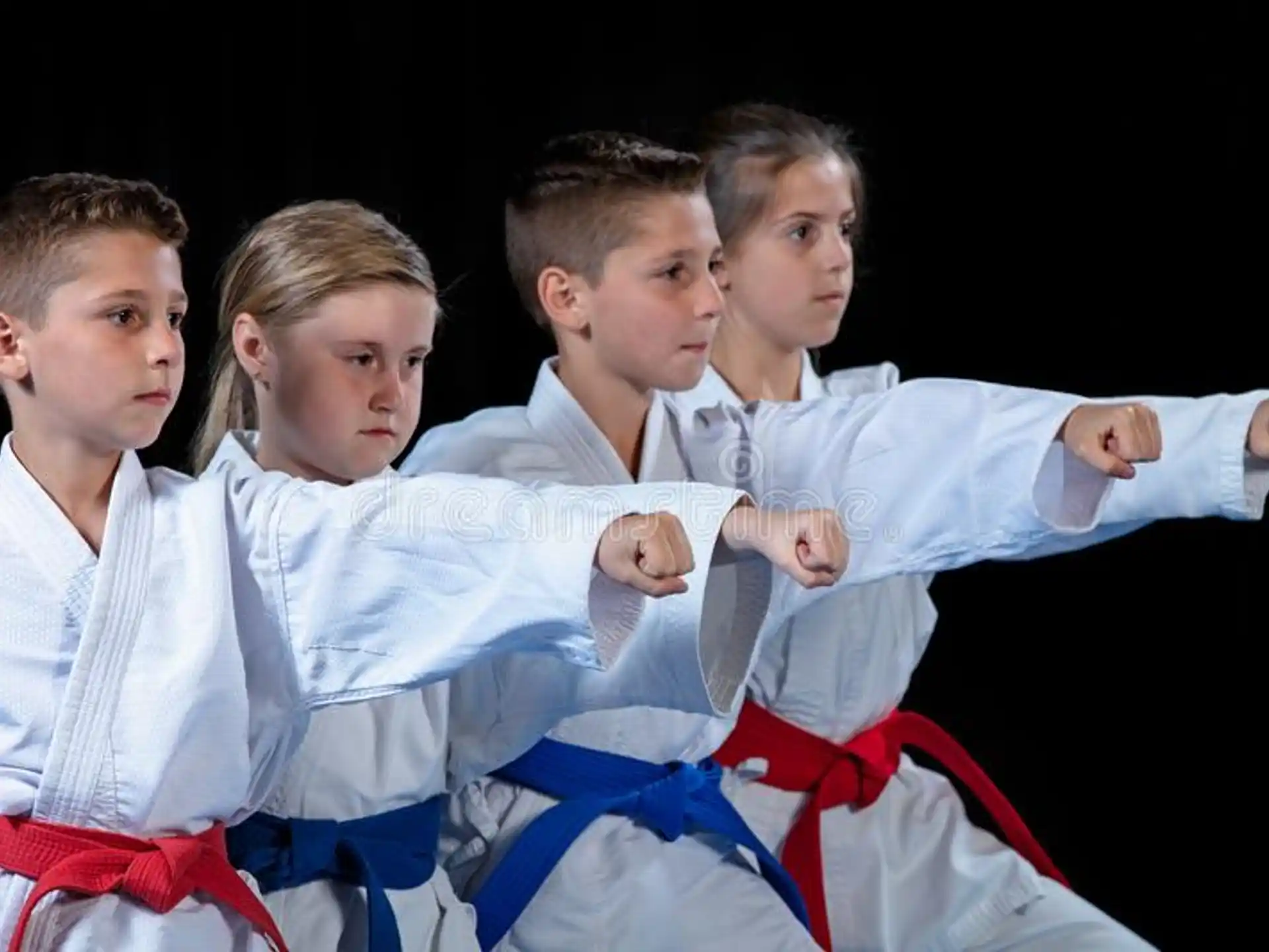 a group of boys in karate uniforms