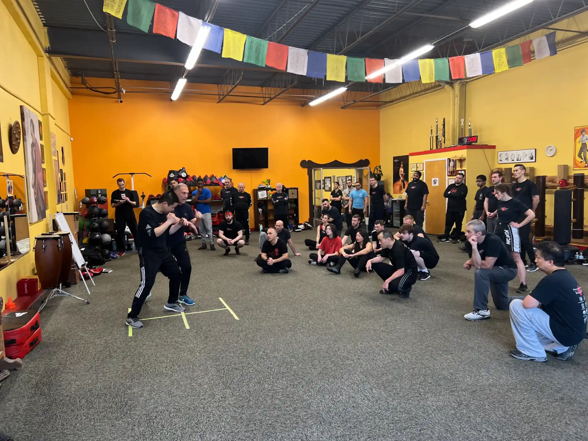 a group of people in a room
