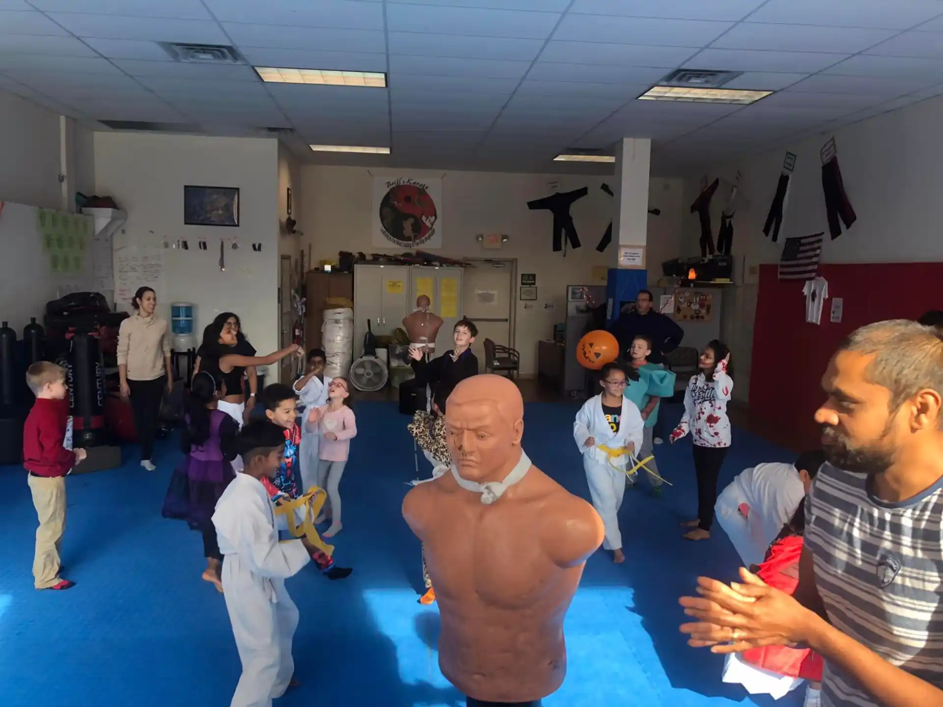 a group of people in a room