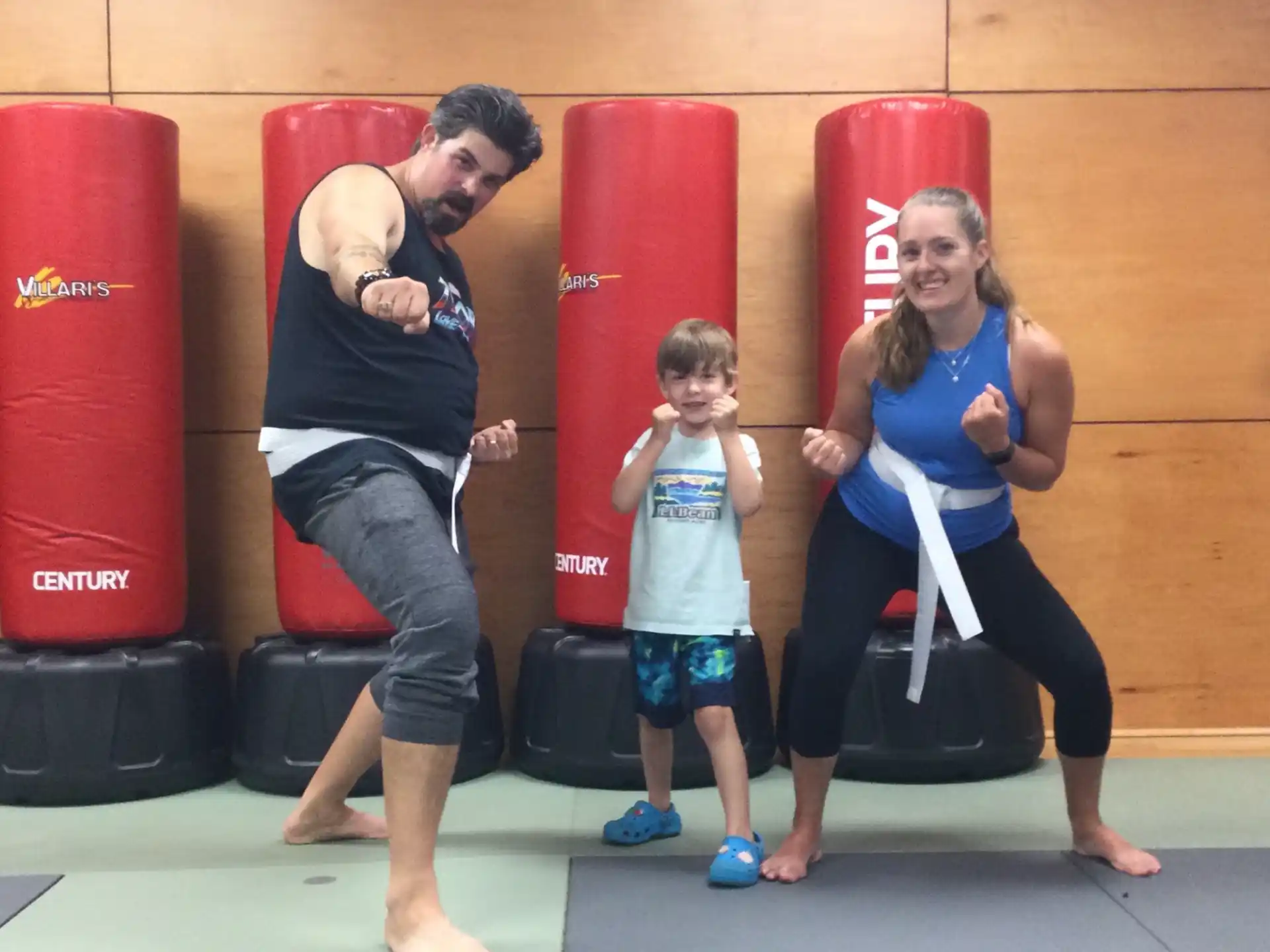 a man and woman with kids