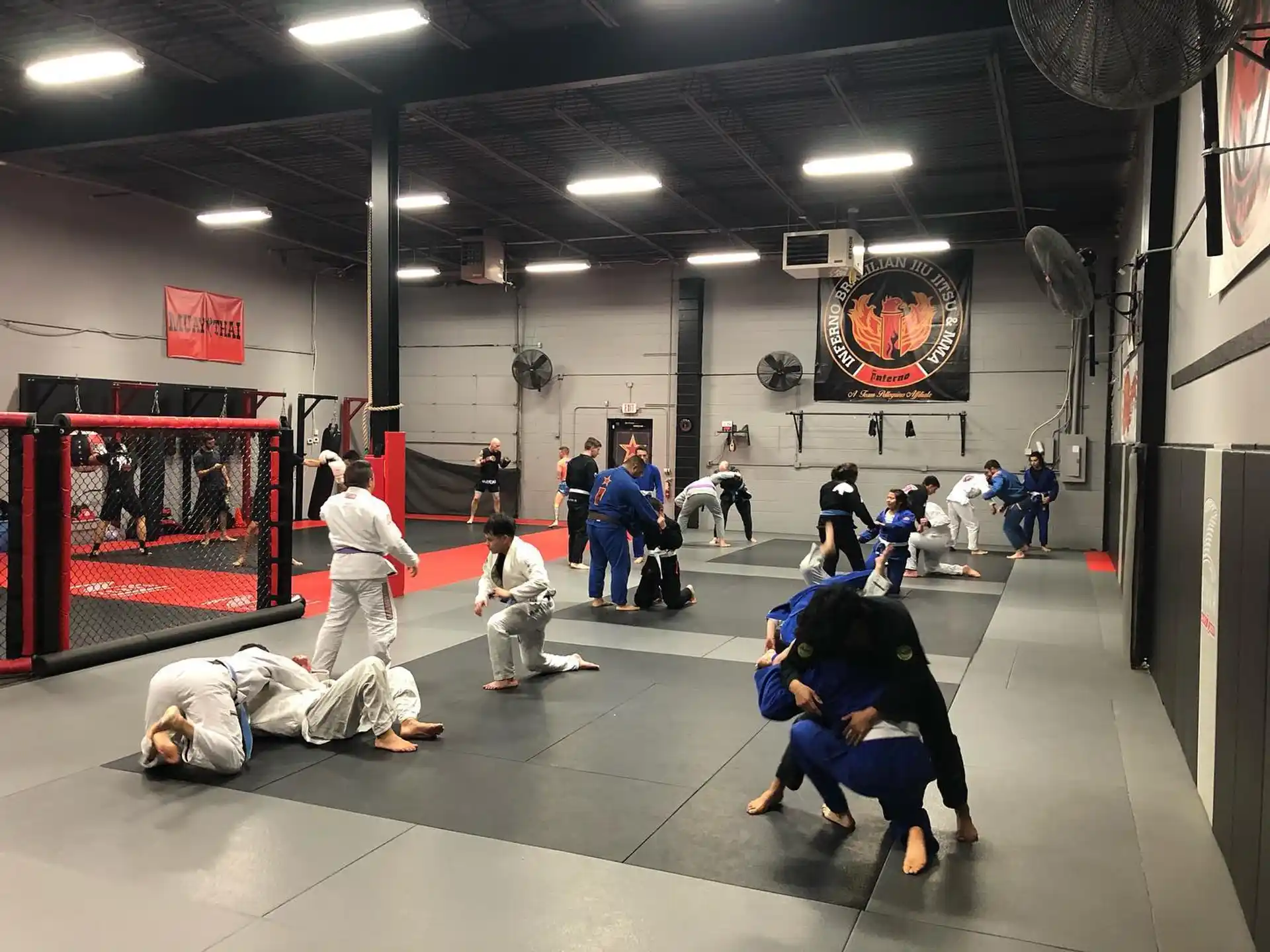 a group of people in a gym