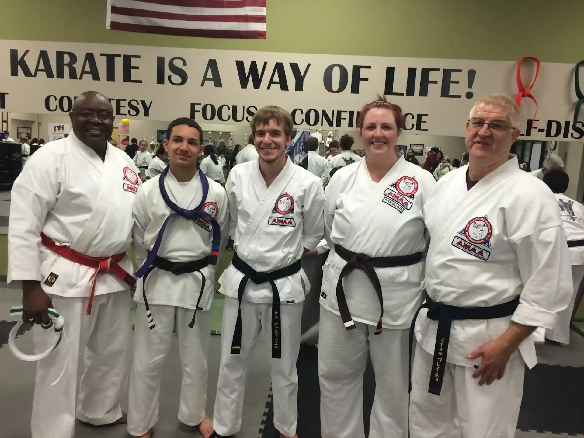 a group of people wearing karate uniforms