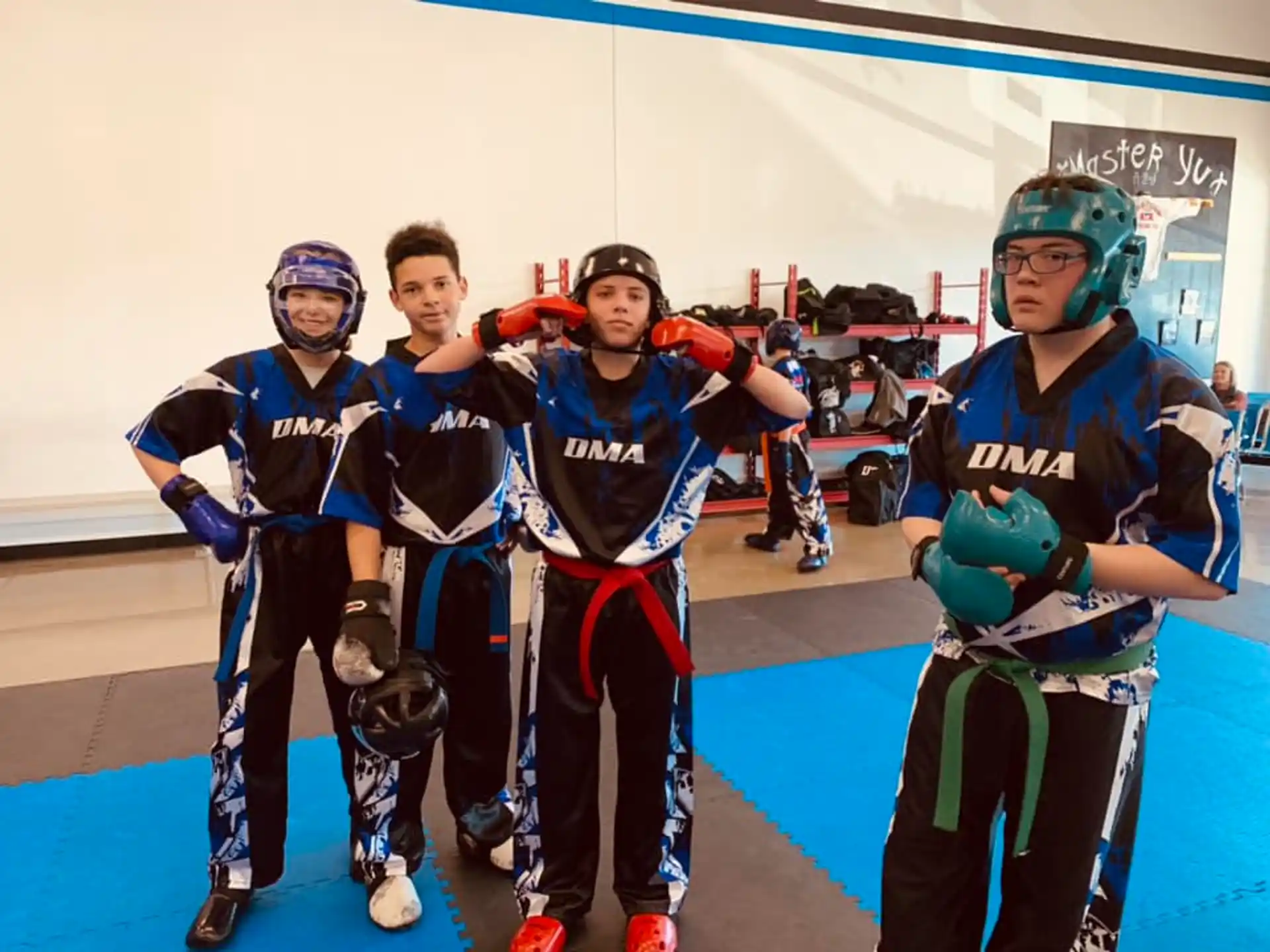 a group of people wearing hockey gear