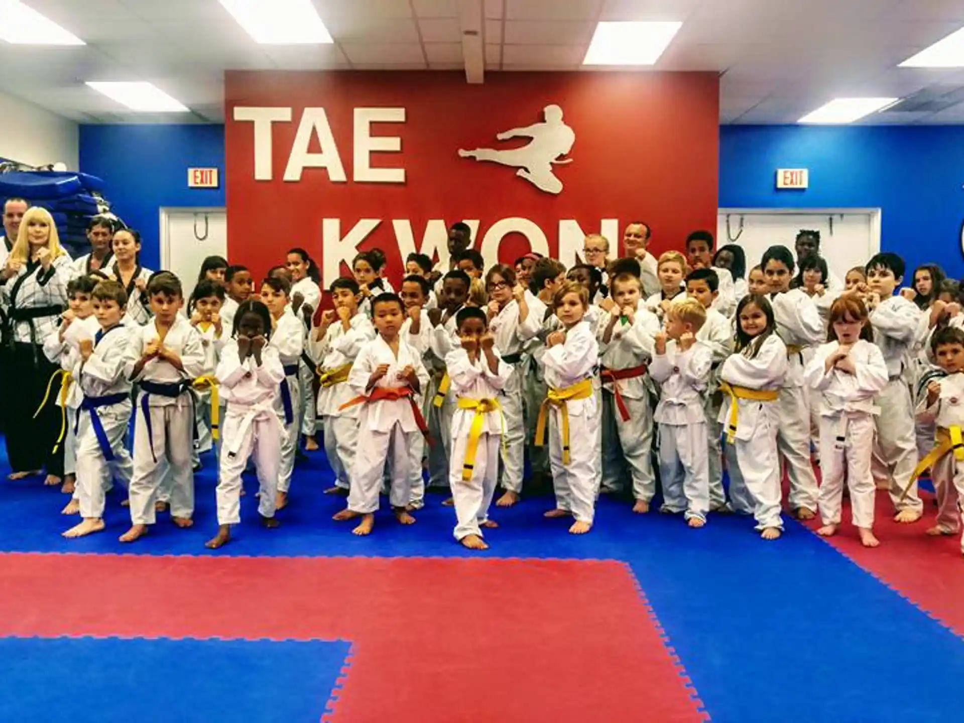a group of people in karate uniforms