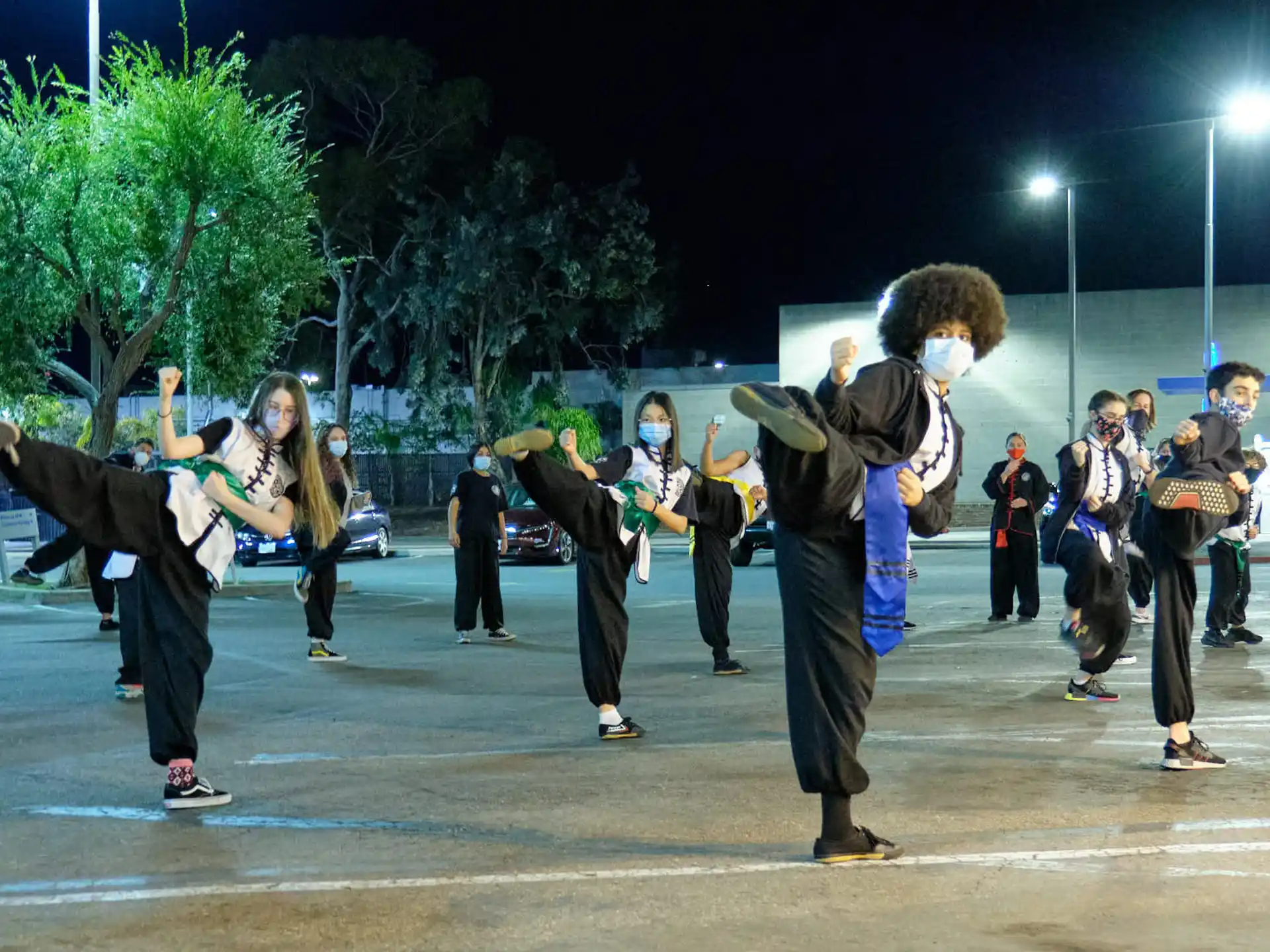 a group of people dancing