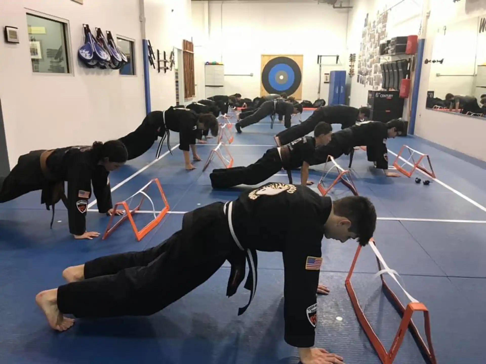 a group of people doing yoga