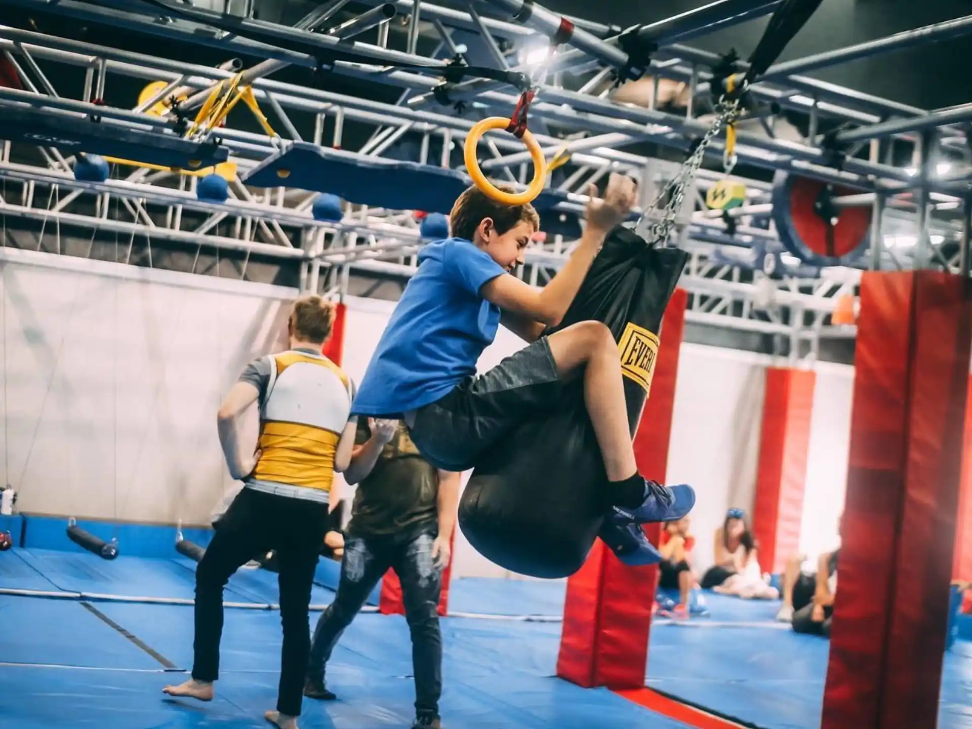 a group of people in a gym
