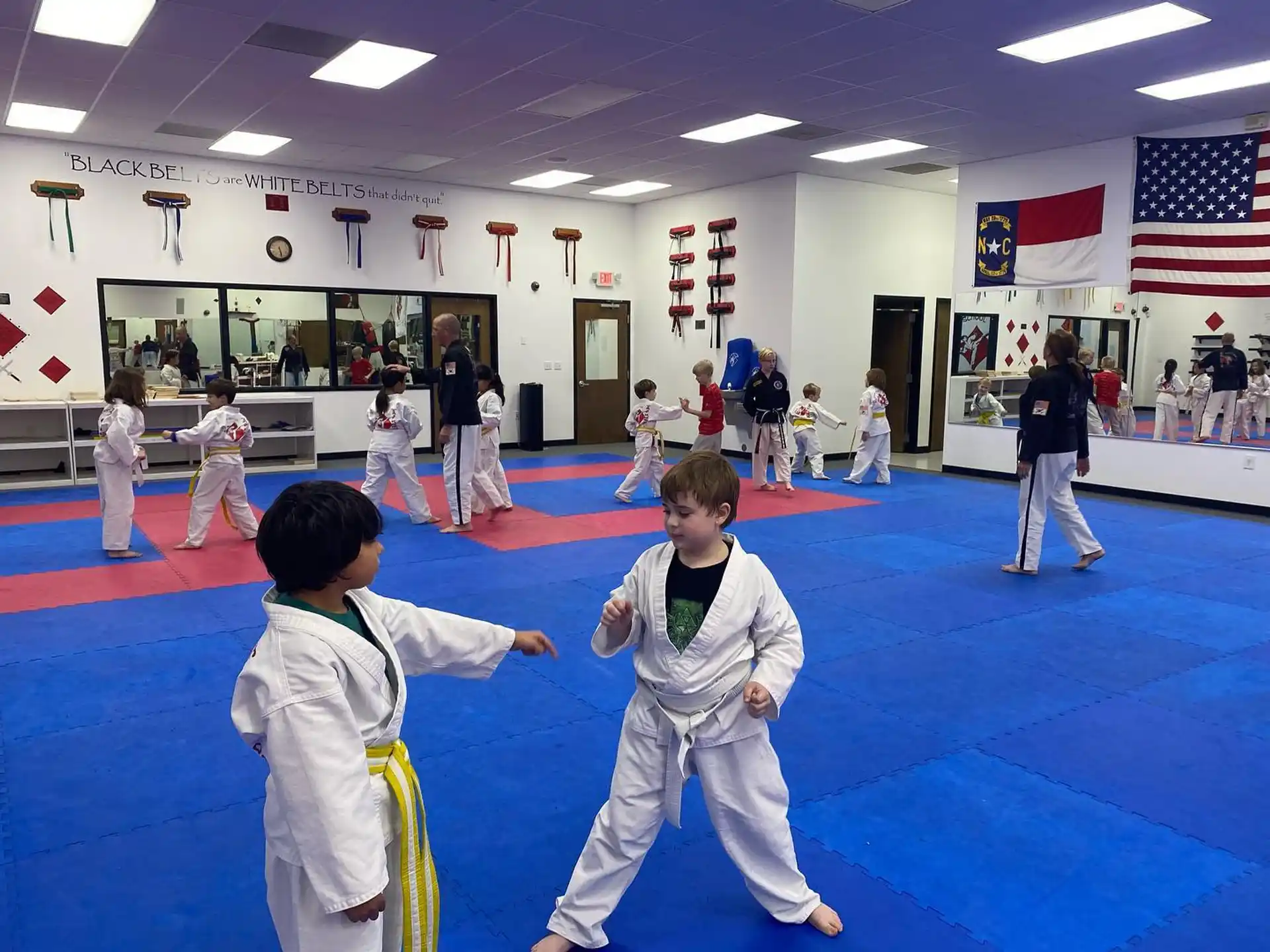 a group of children in a karate class