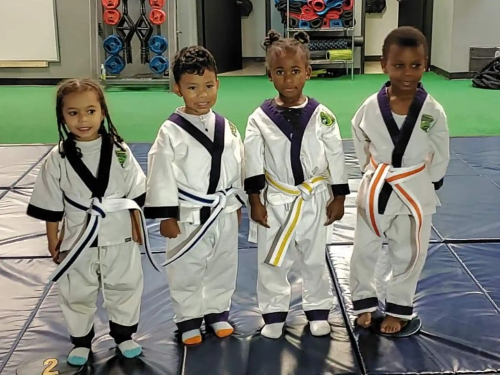 a group of kids wearing hockey uniforms