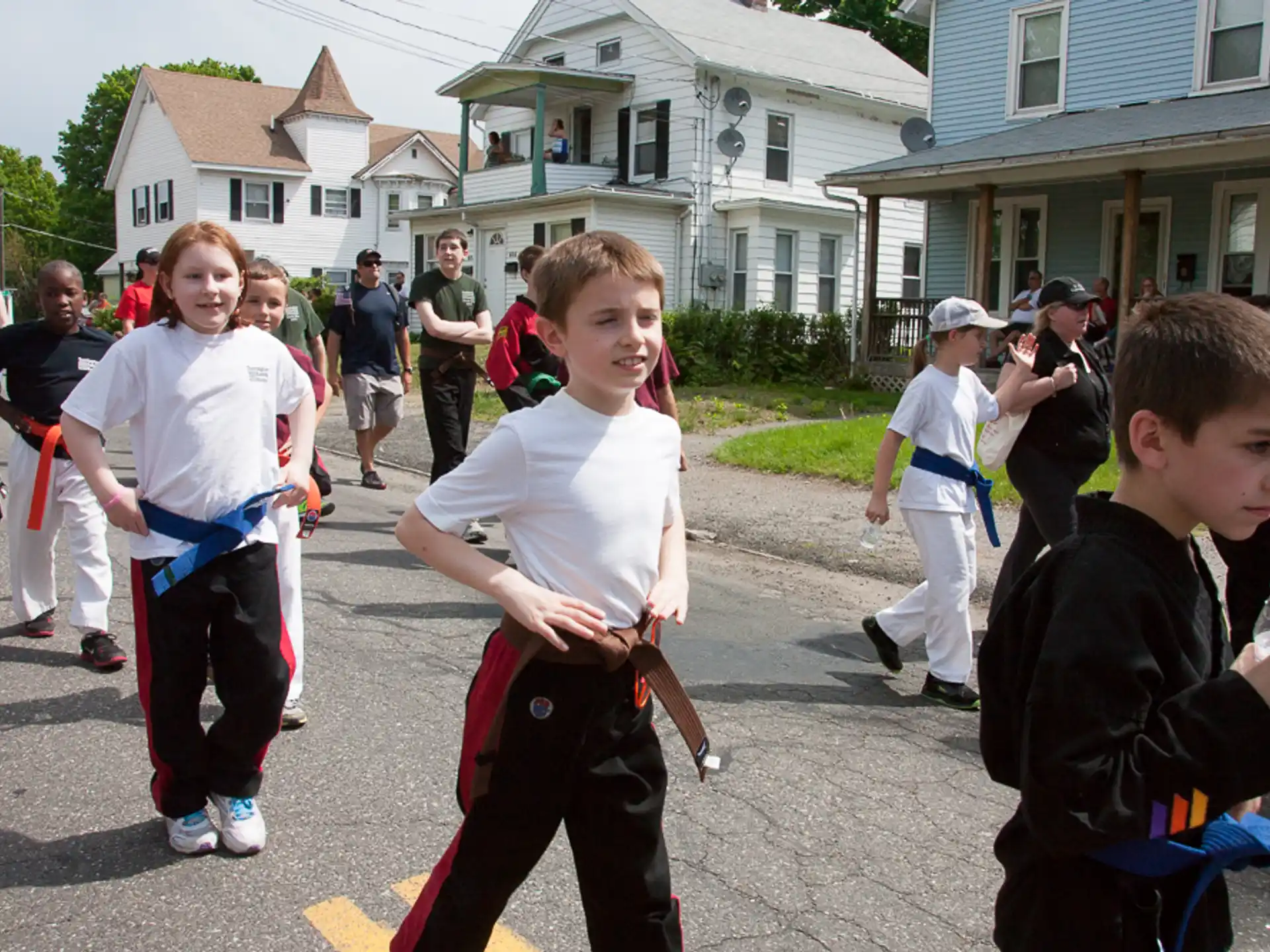 a group of people in a parade