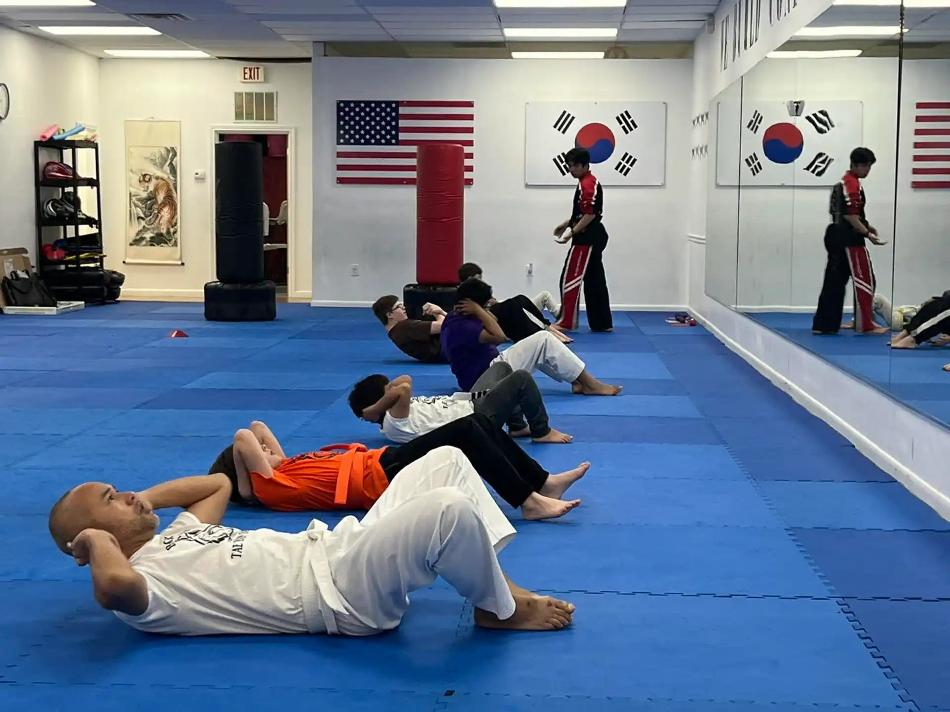 a group of people in a room