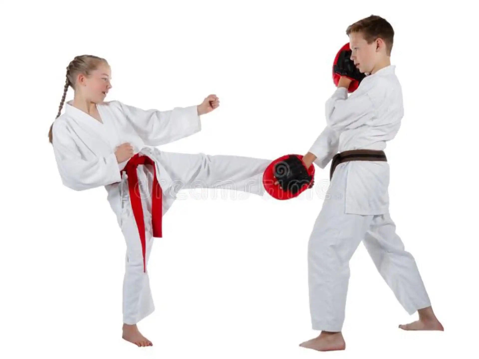 a man and a woman in karate uniforms