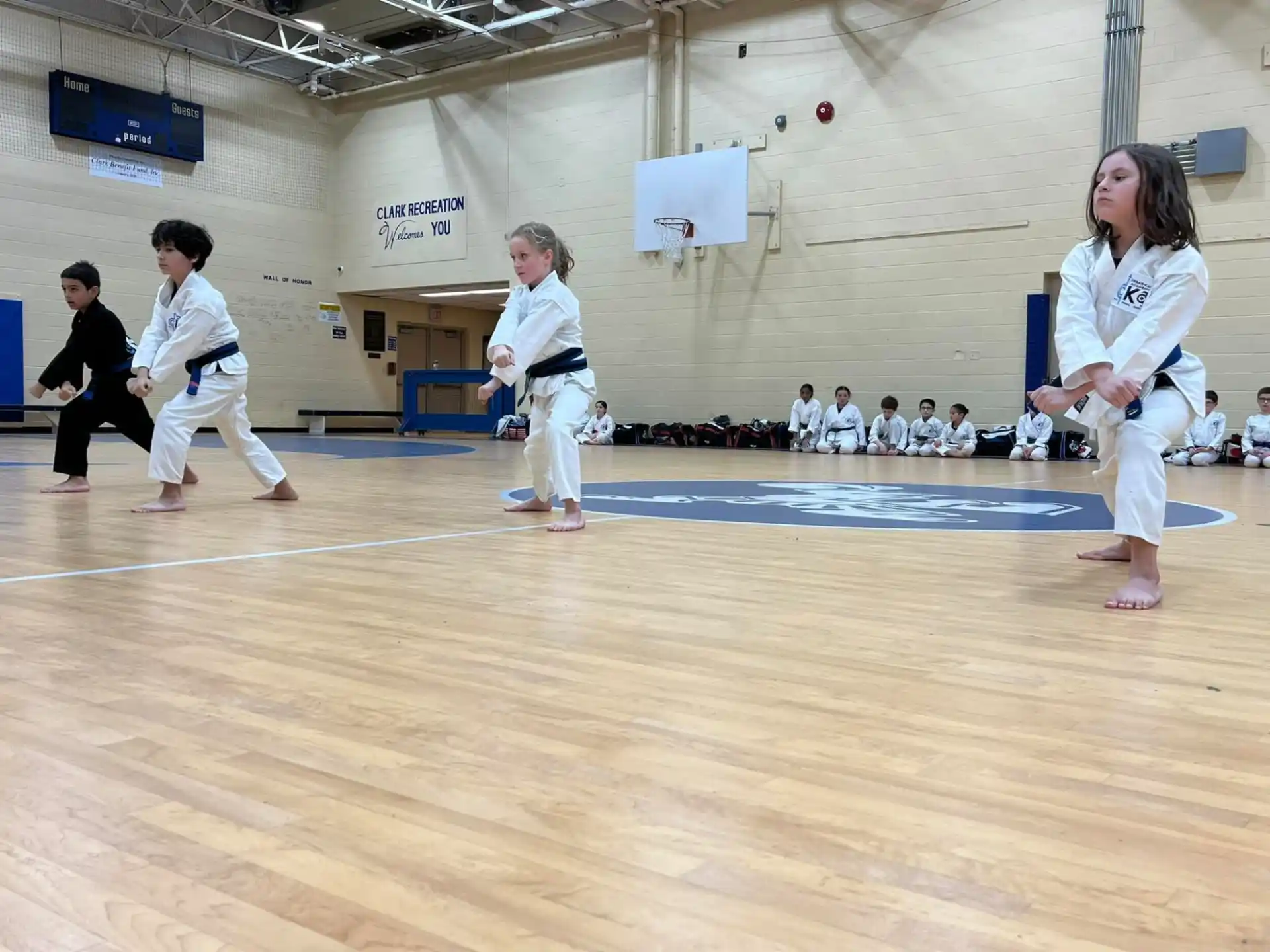 a group of people in karate uniforms