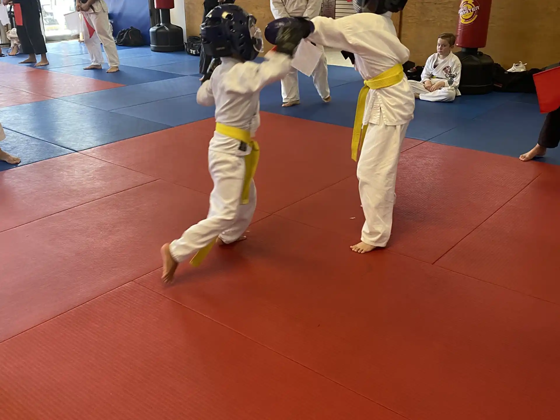 a group of people in karate uniforms