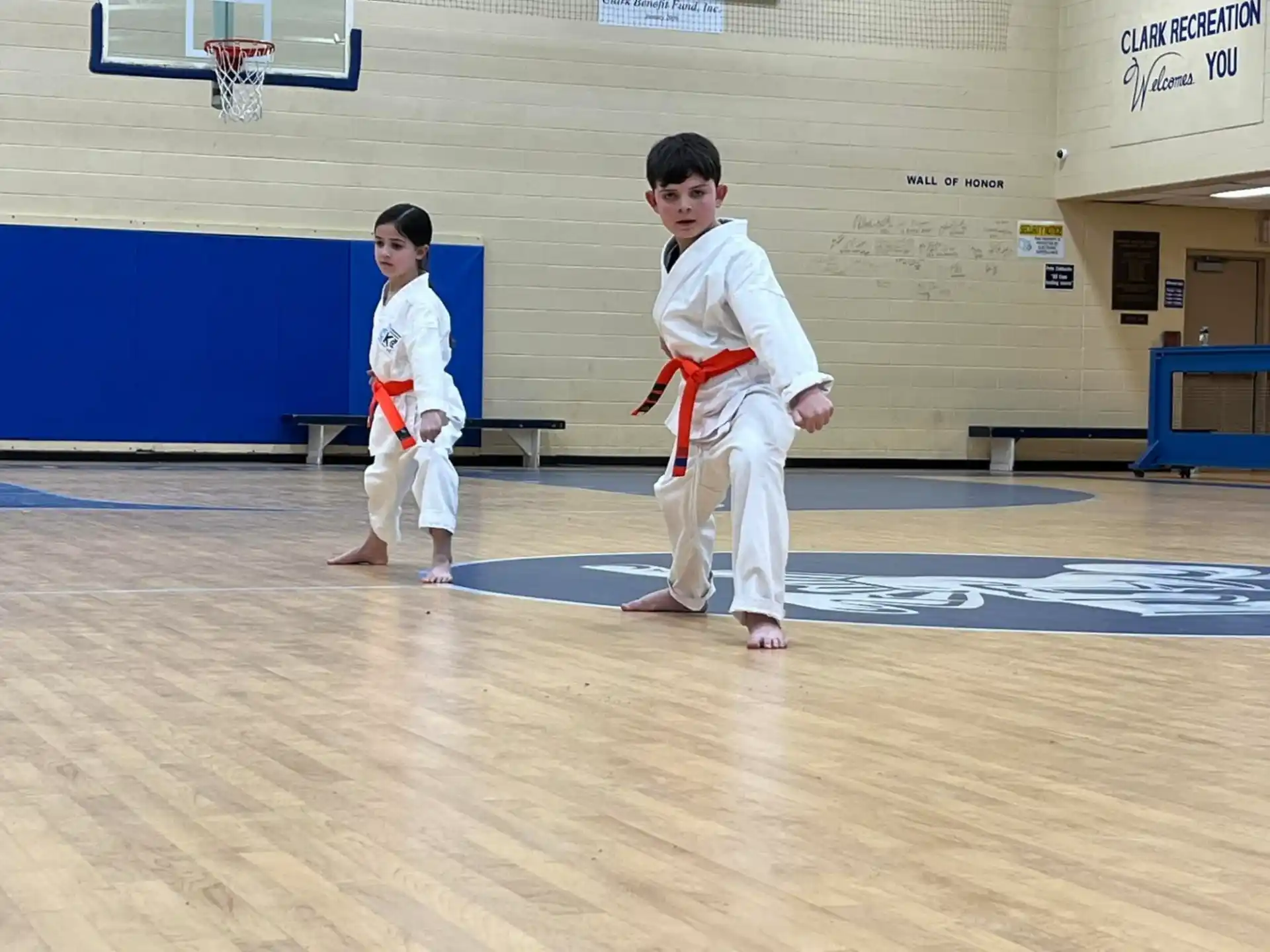 a group of boys in karate uniforms