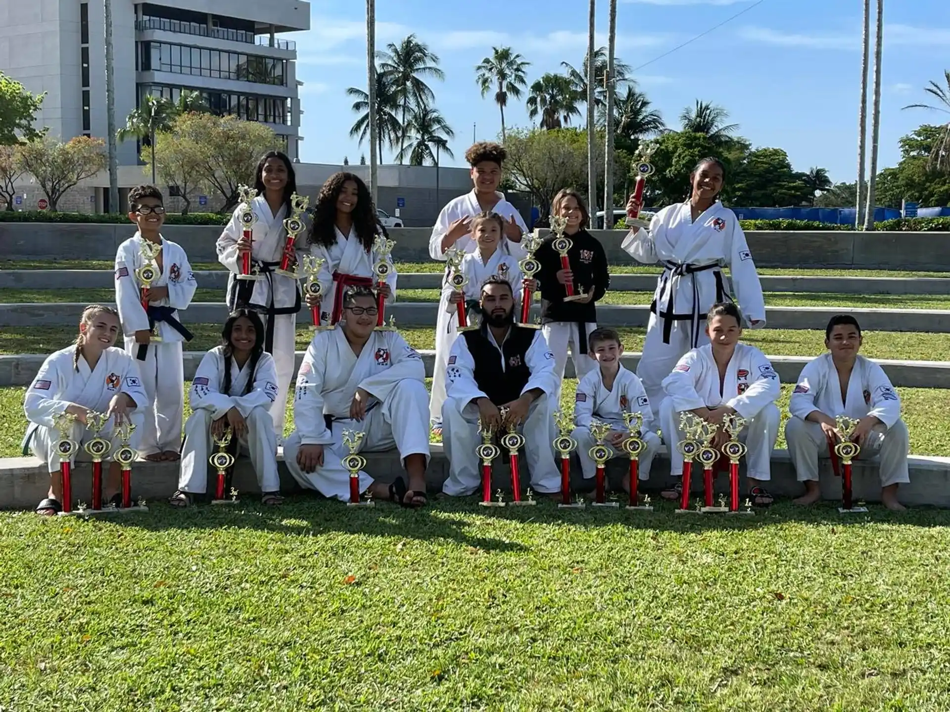 a group of people posing for a photo
