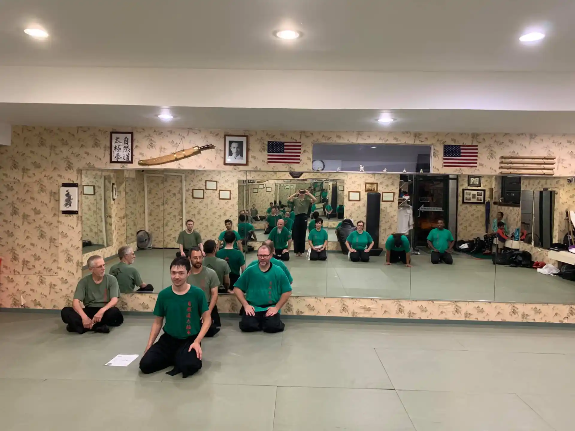 a group of people sitting in a room
