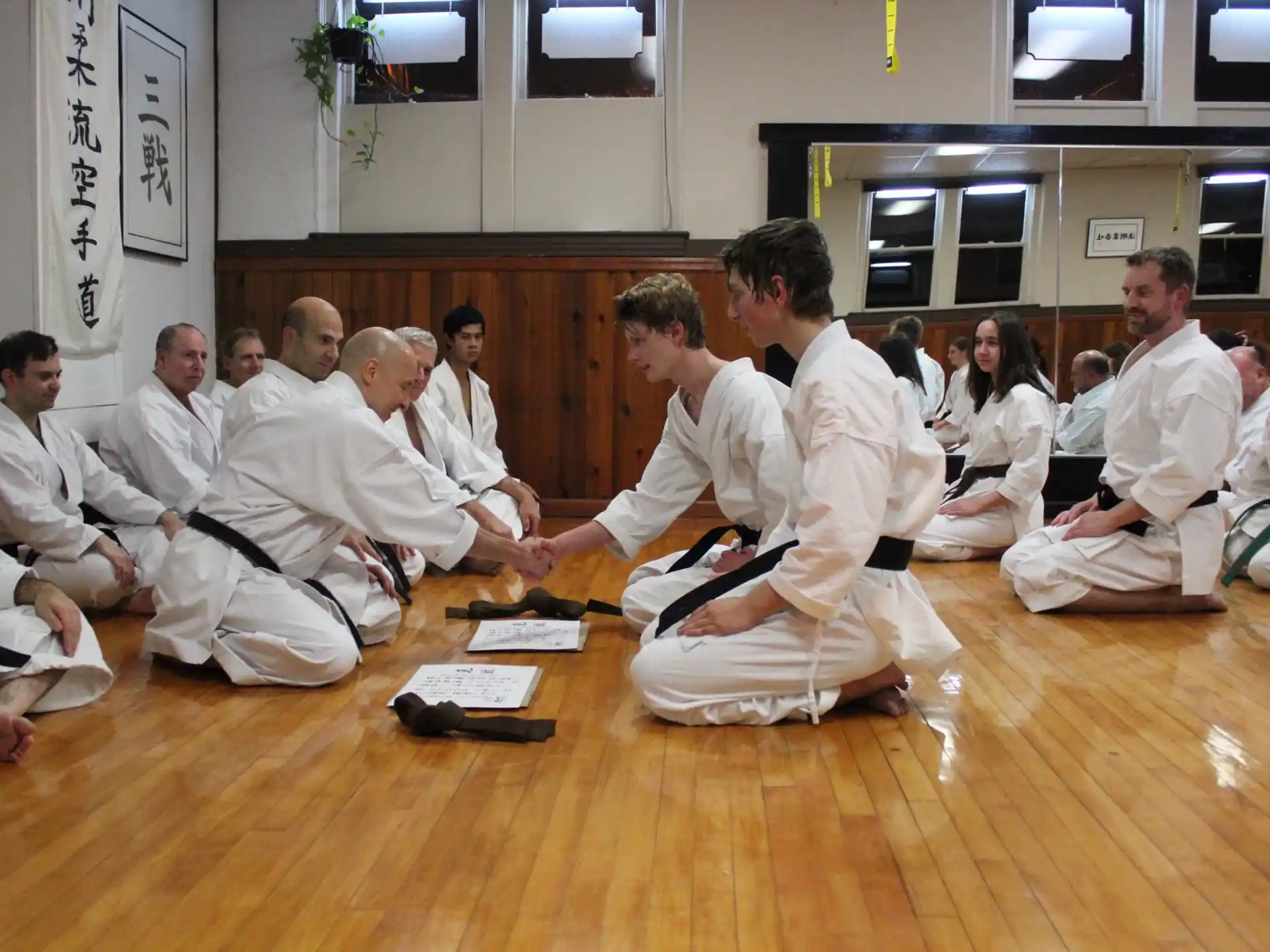a group of people sitting in a room