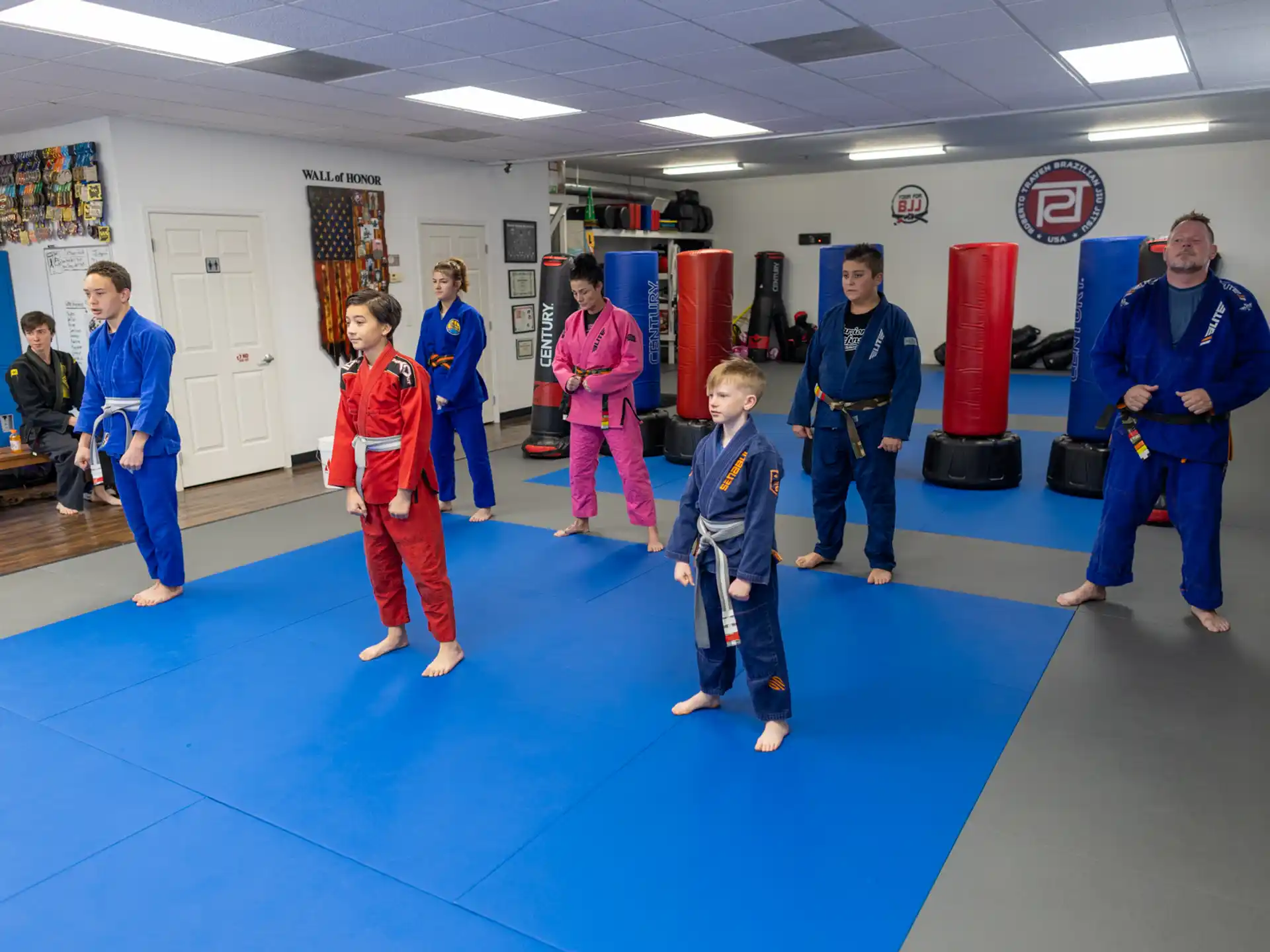 a group of people in a room