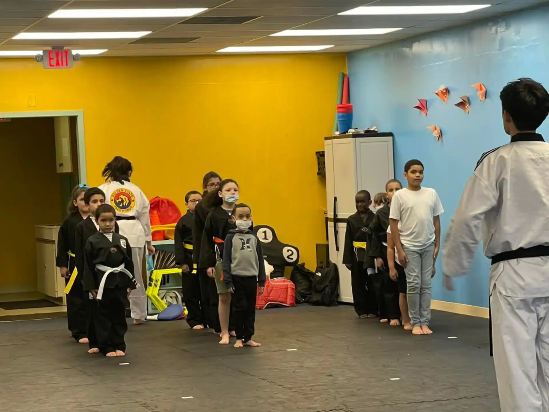 a group of people in a room