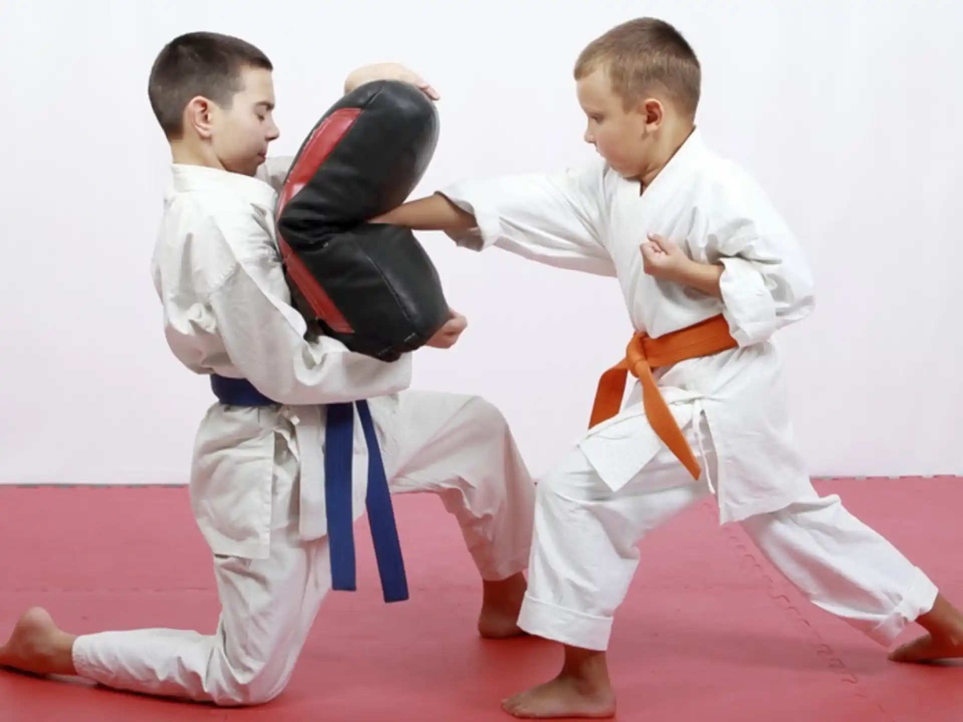 two boys in karate uniforms