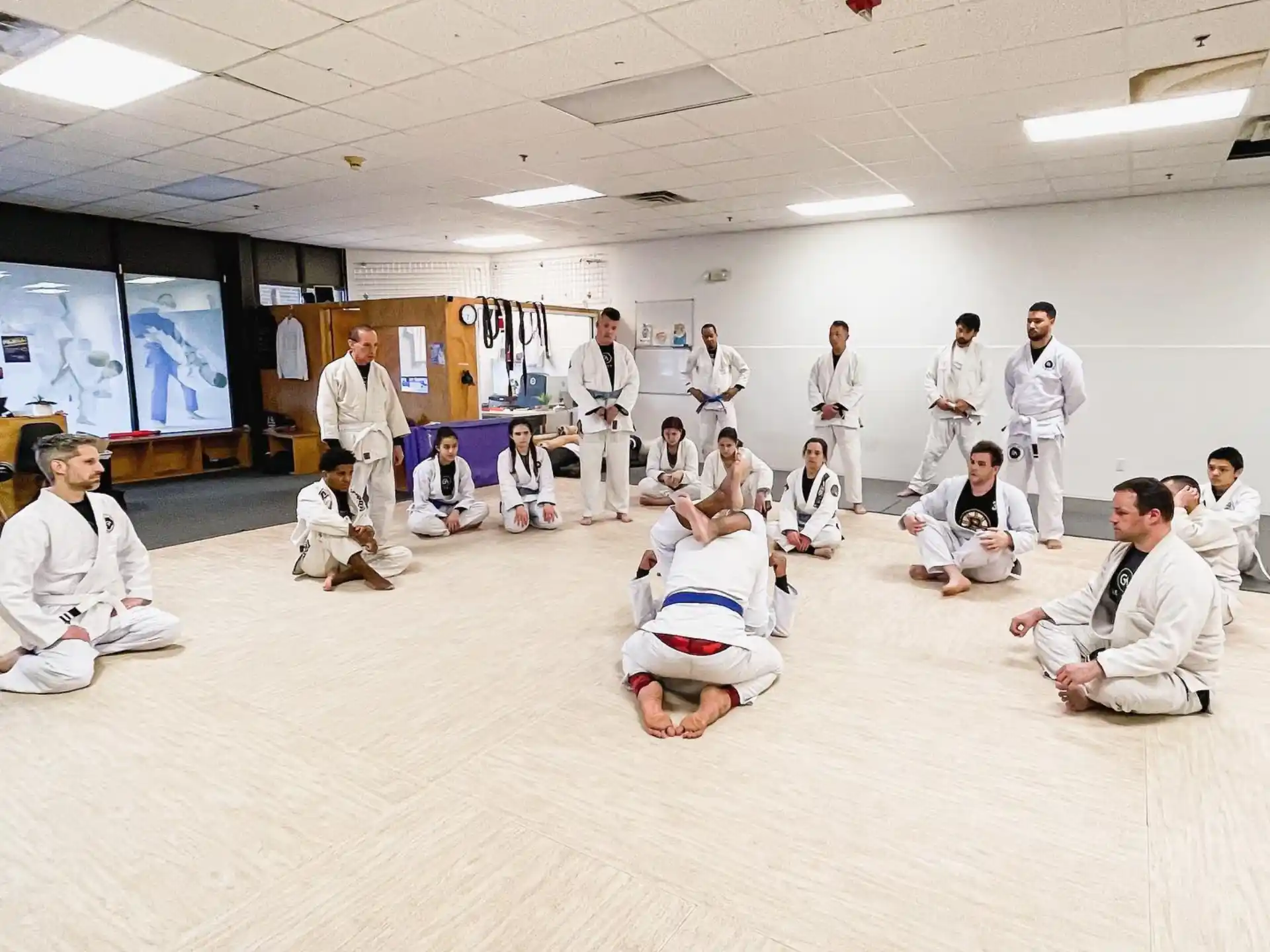 a group of people in a room