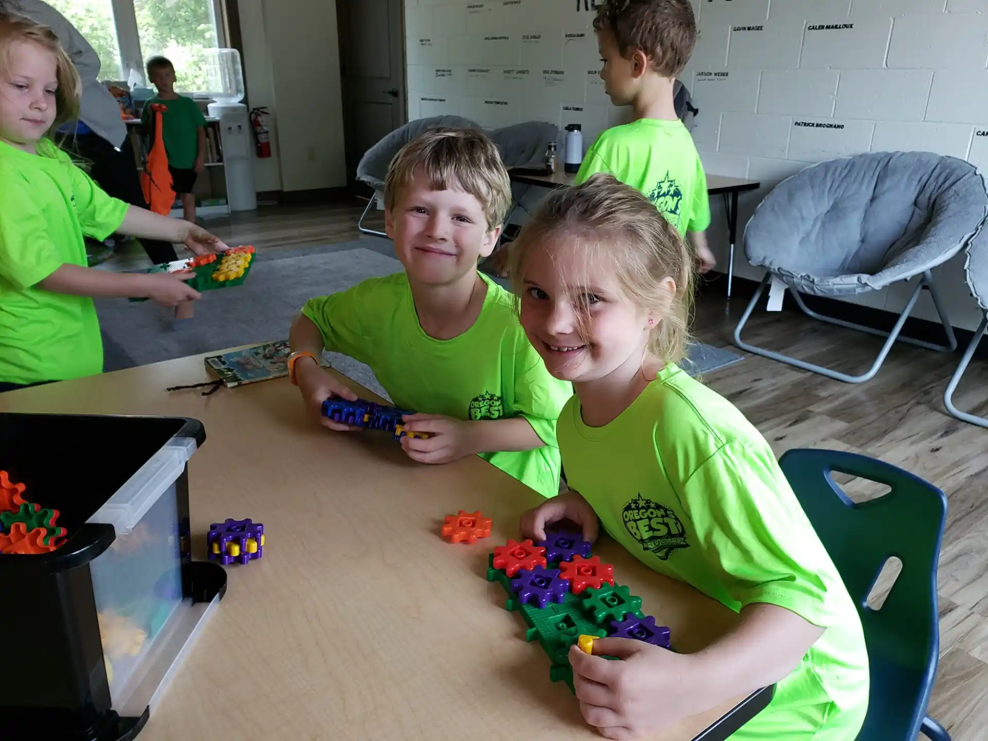 a group of children playing with toys
