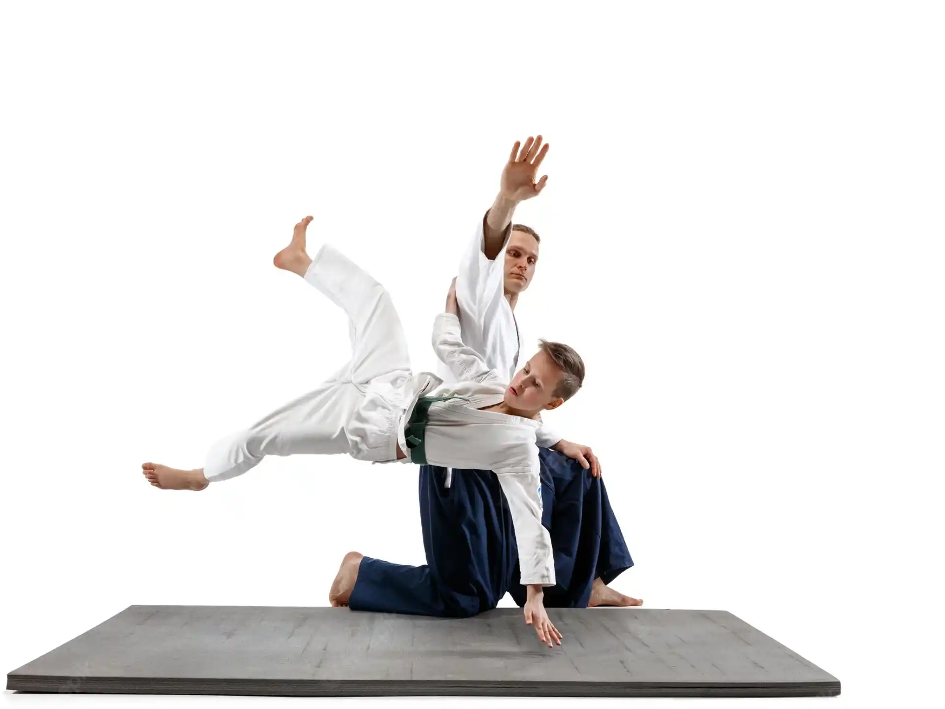 a man and a woman in karate uniforms