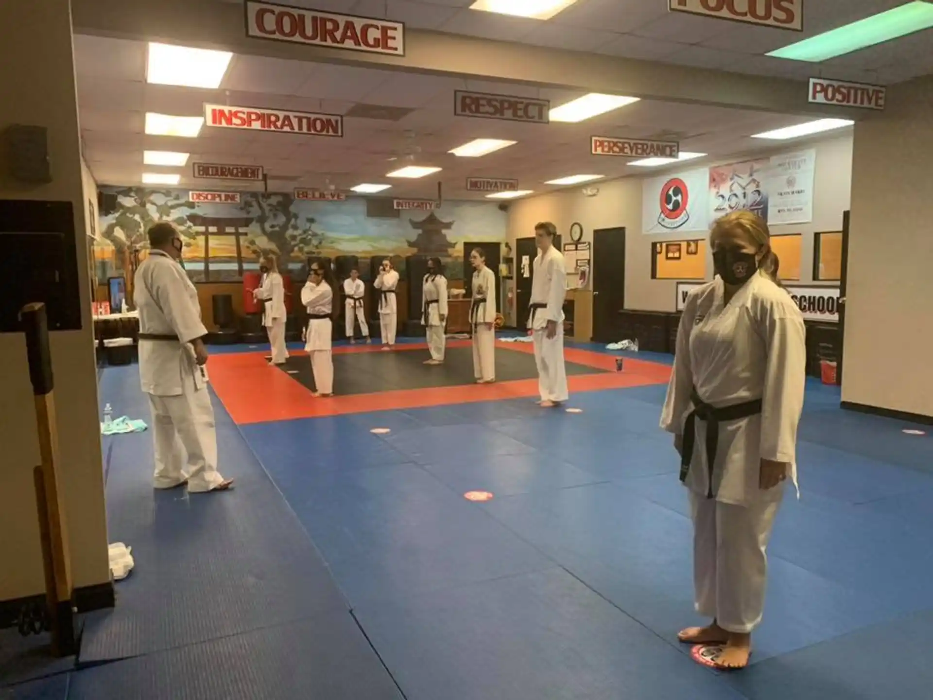 a group of people in a room