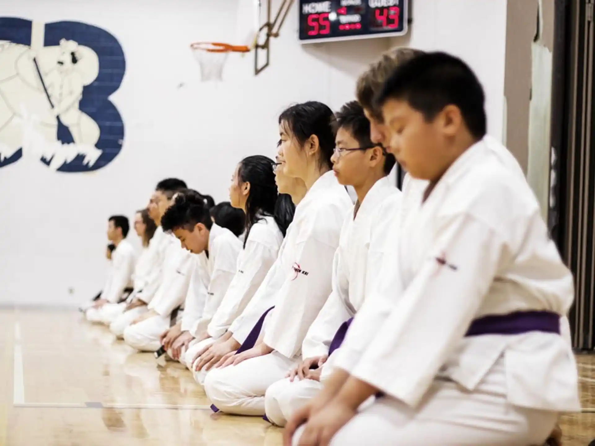 a group of people in white uniforms