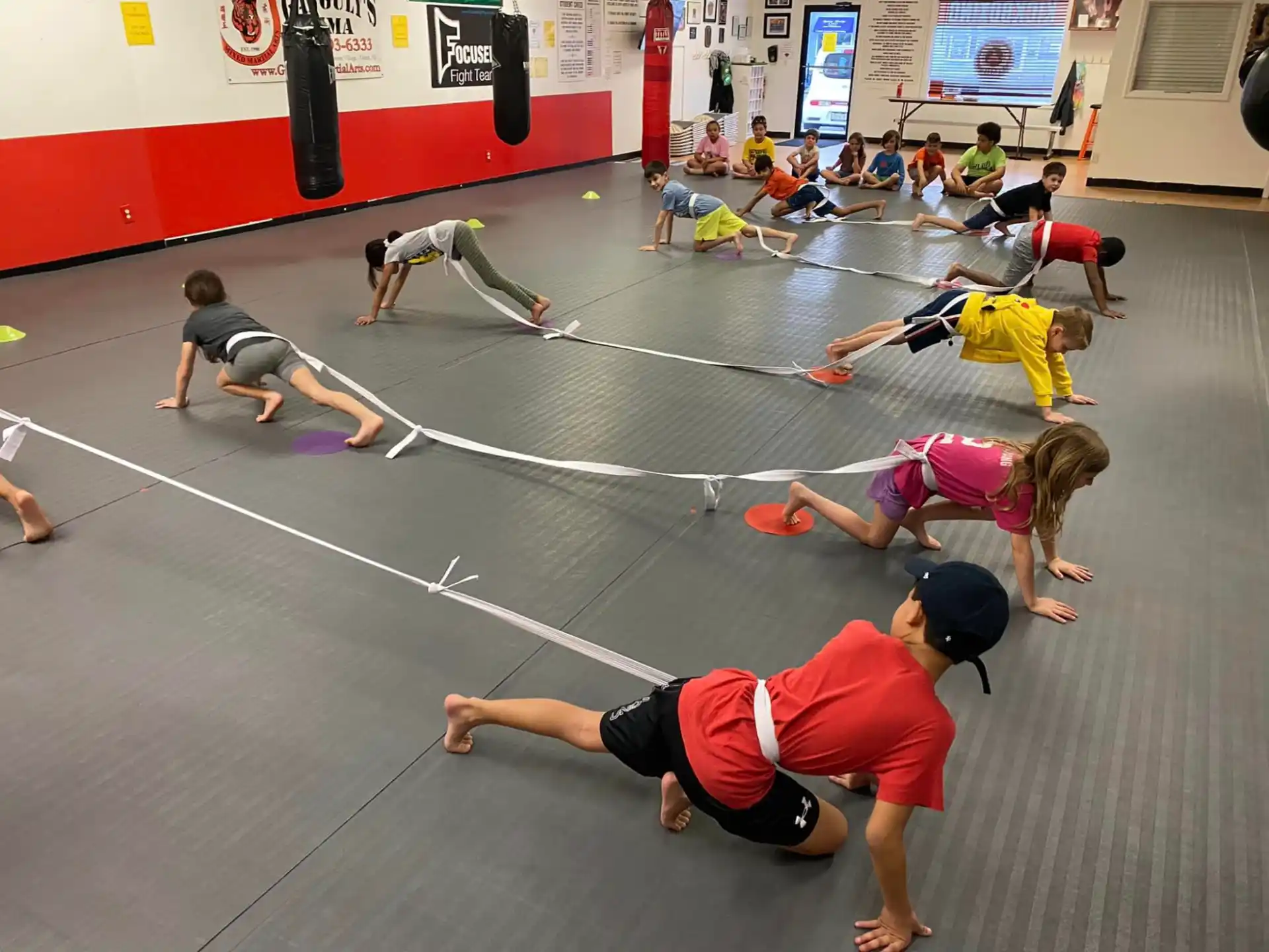 a group of people exercising
