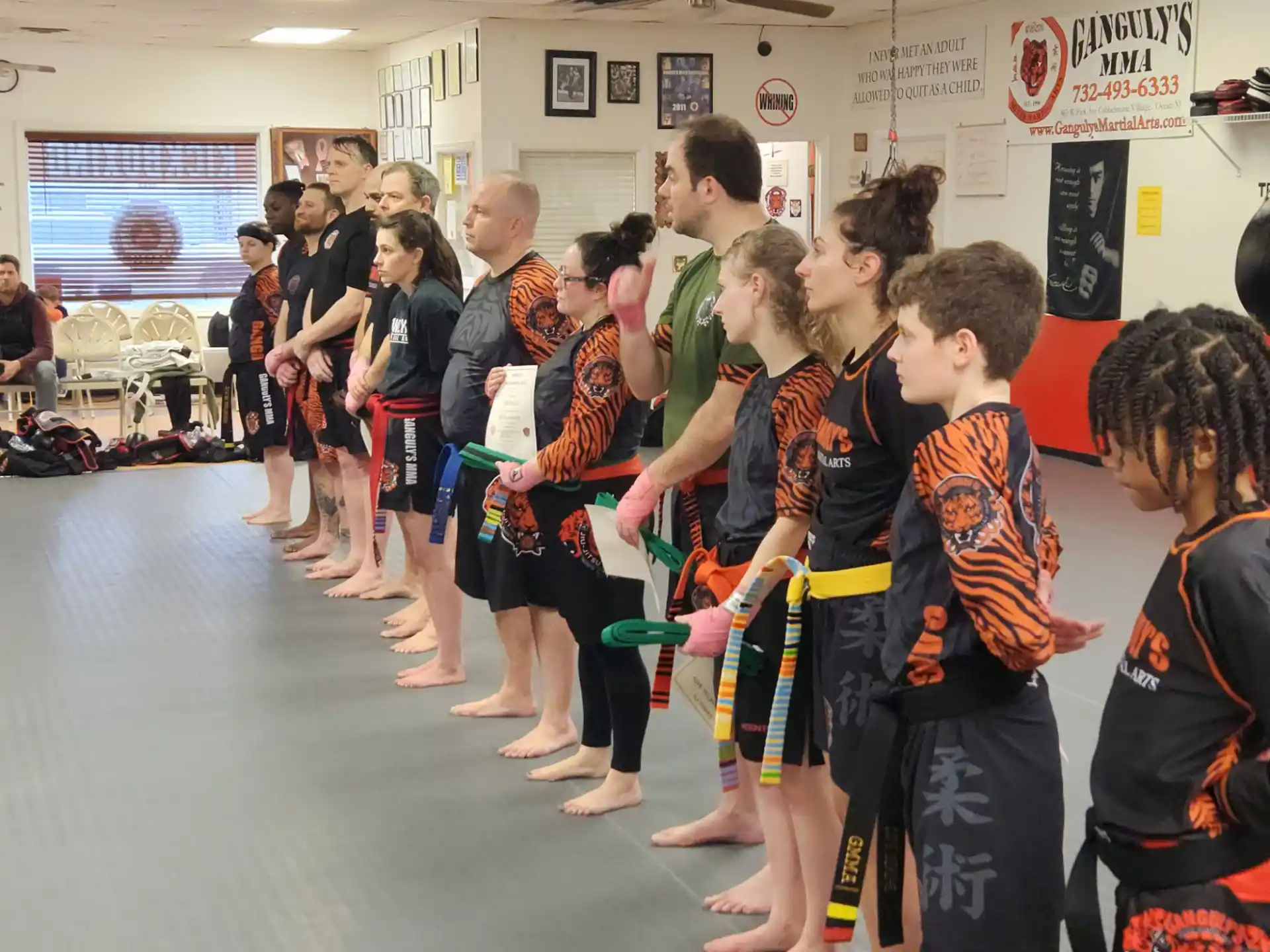 a group of people in a room
