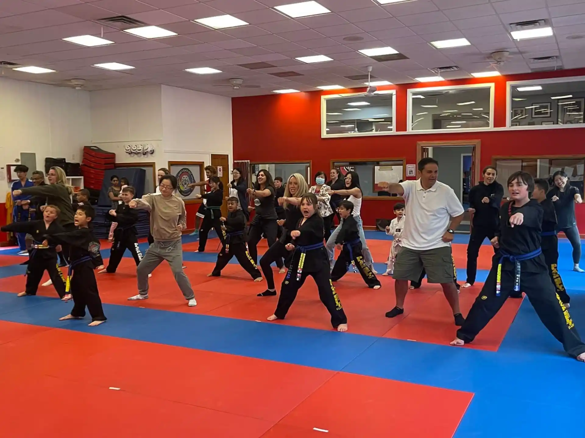 a group of people in a room