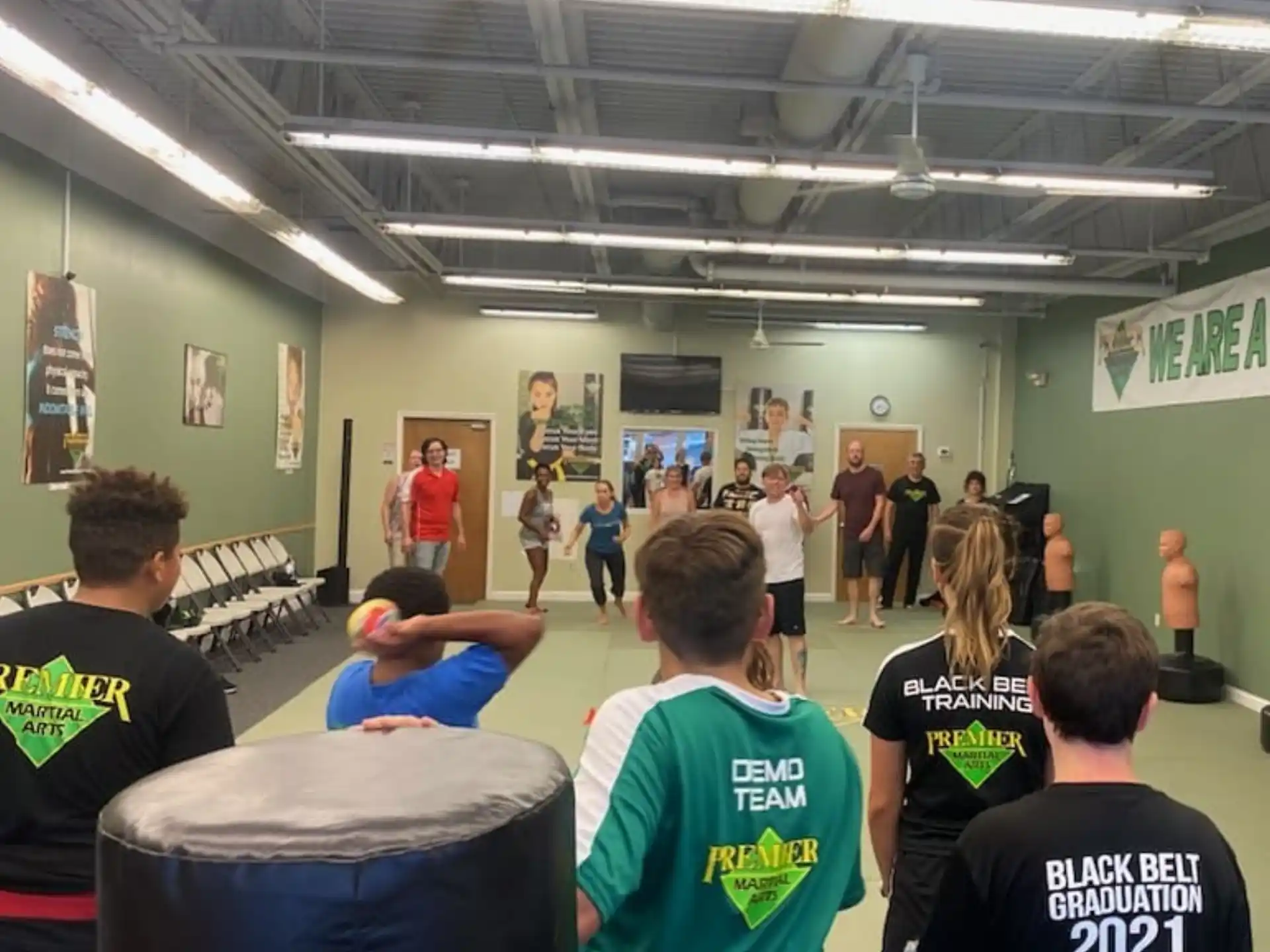 a group of people in a room