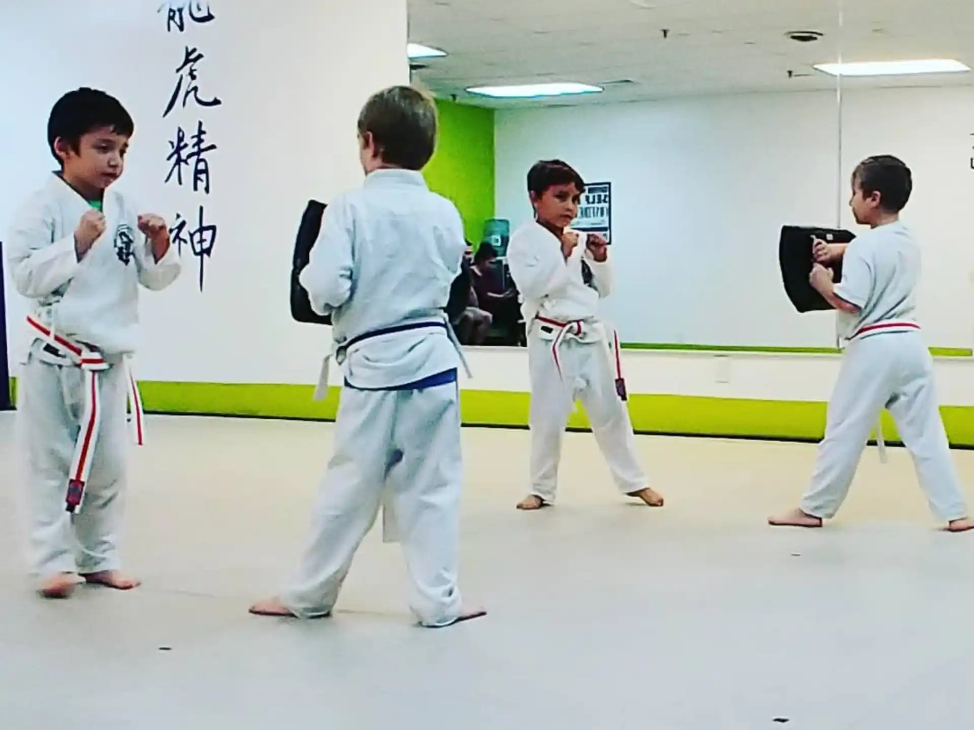a group of people in karate uniforms