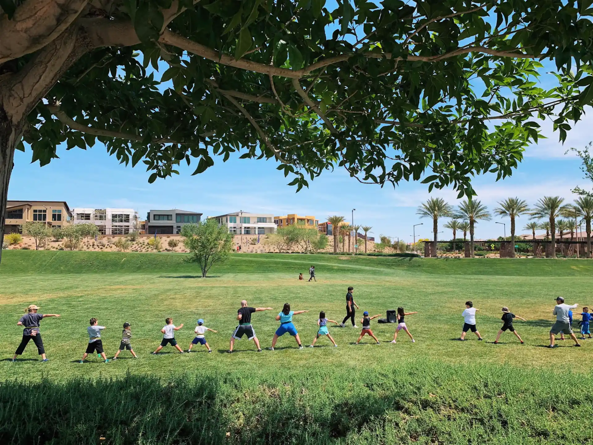 a group of people playing football