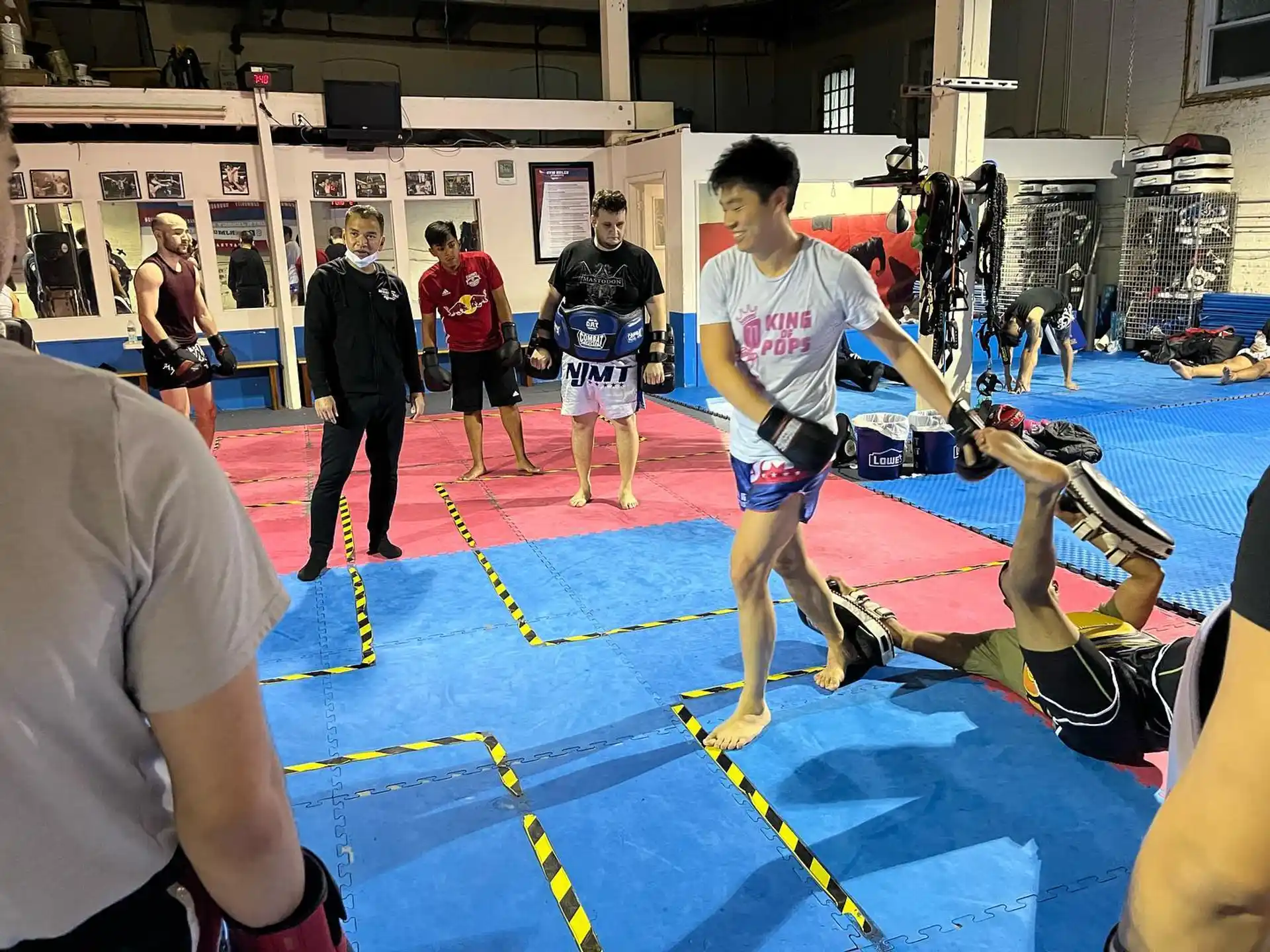 a person running on a mat